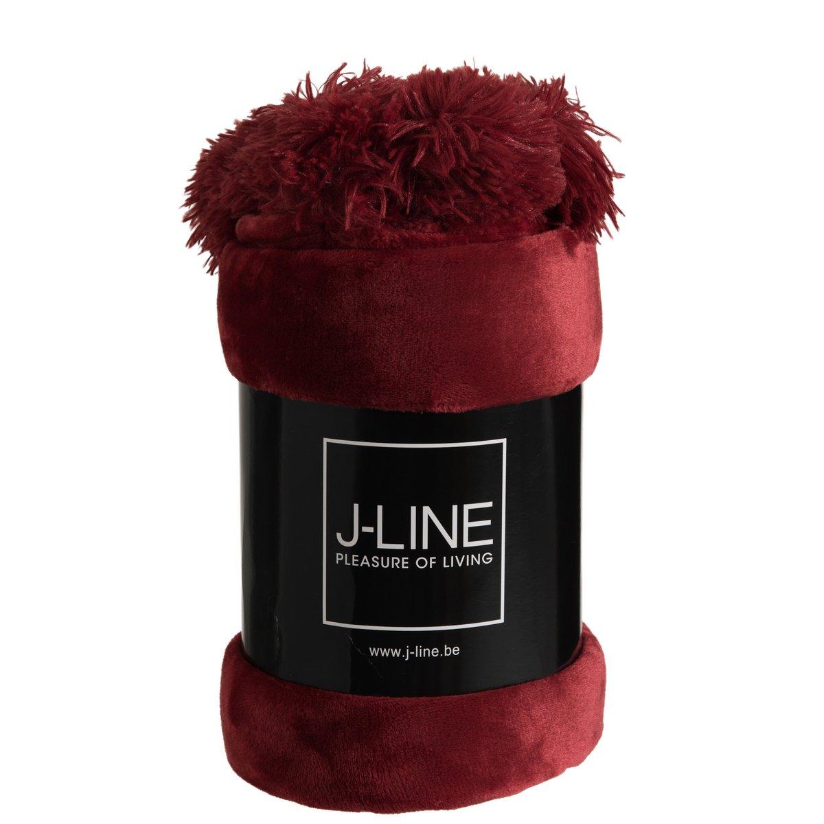 J-Line Plaid Pompom – Polyester – Rot – 170 x 130 cm