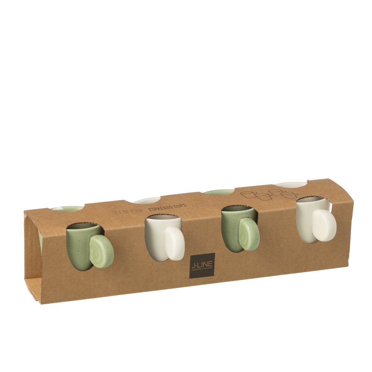 J-Line Box mit 4 Kaffeebeuteln mit Ohr, Keramik, Grün/Weiß