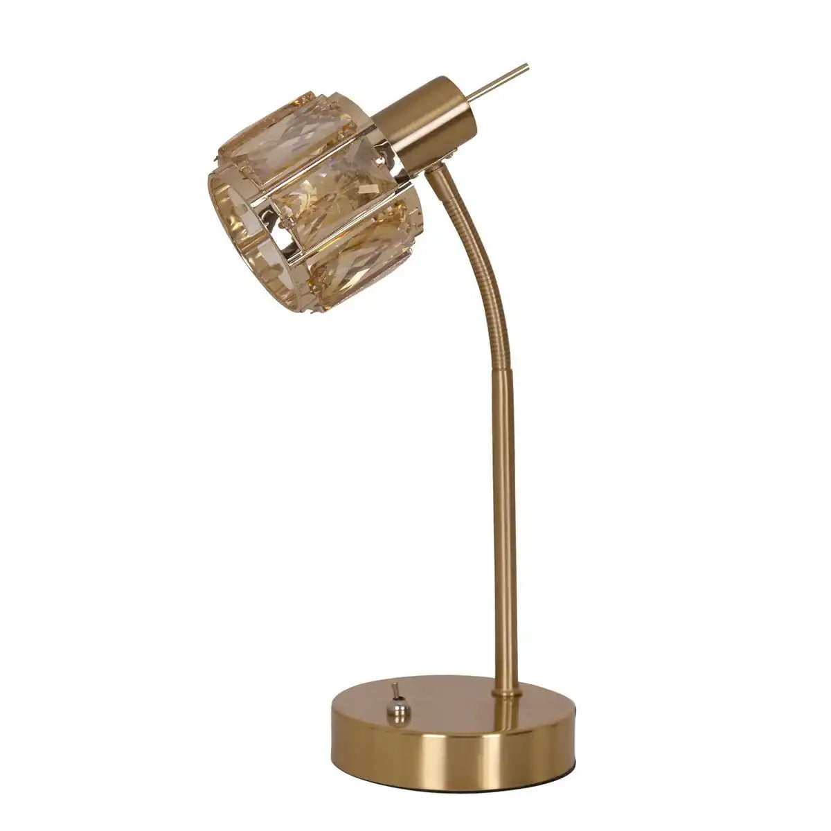 LED Tischleuchte "JOSEFA", Tischlampe aus Metall und Glas in Gold, mit E14-Fassung, für Esszimmer, Wohnzimmer, Diele oder Büro, für Wohnzimmer, Esszimmer oder als Nachttischlampe, 34,5 x 17,5 cm