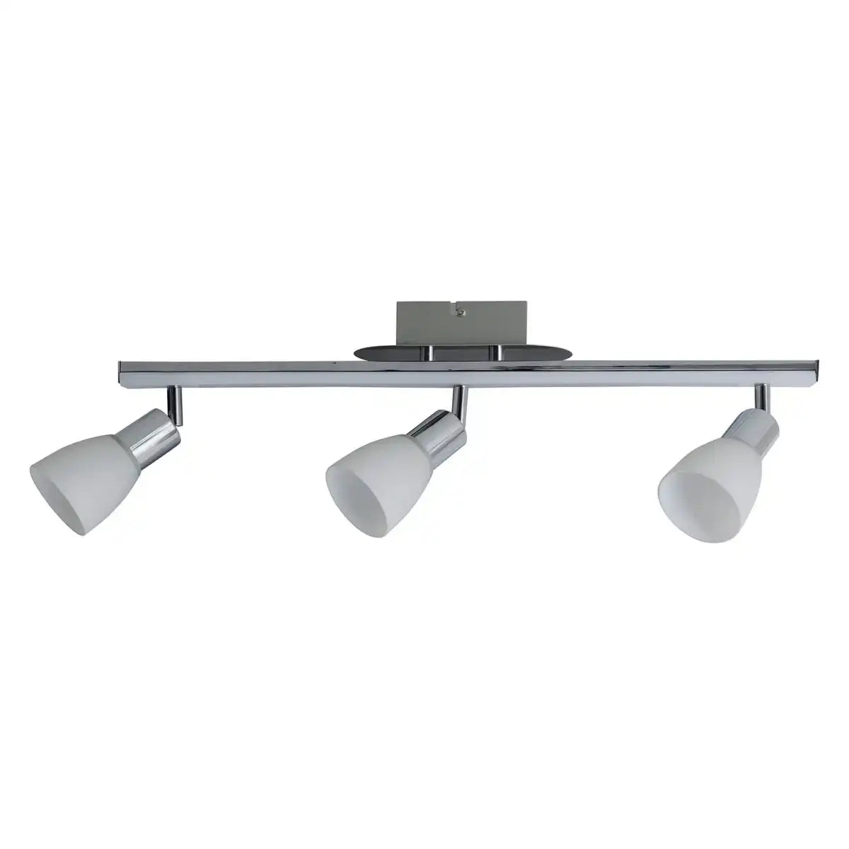 3-er LED Deckenleuchte "IBIZA" ca. 60,5 cm lang, chromfarbenes Metall, satiniertes, opalfarbenes Glas, integrierte LEDs, warmweiß