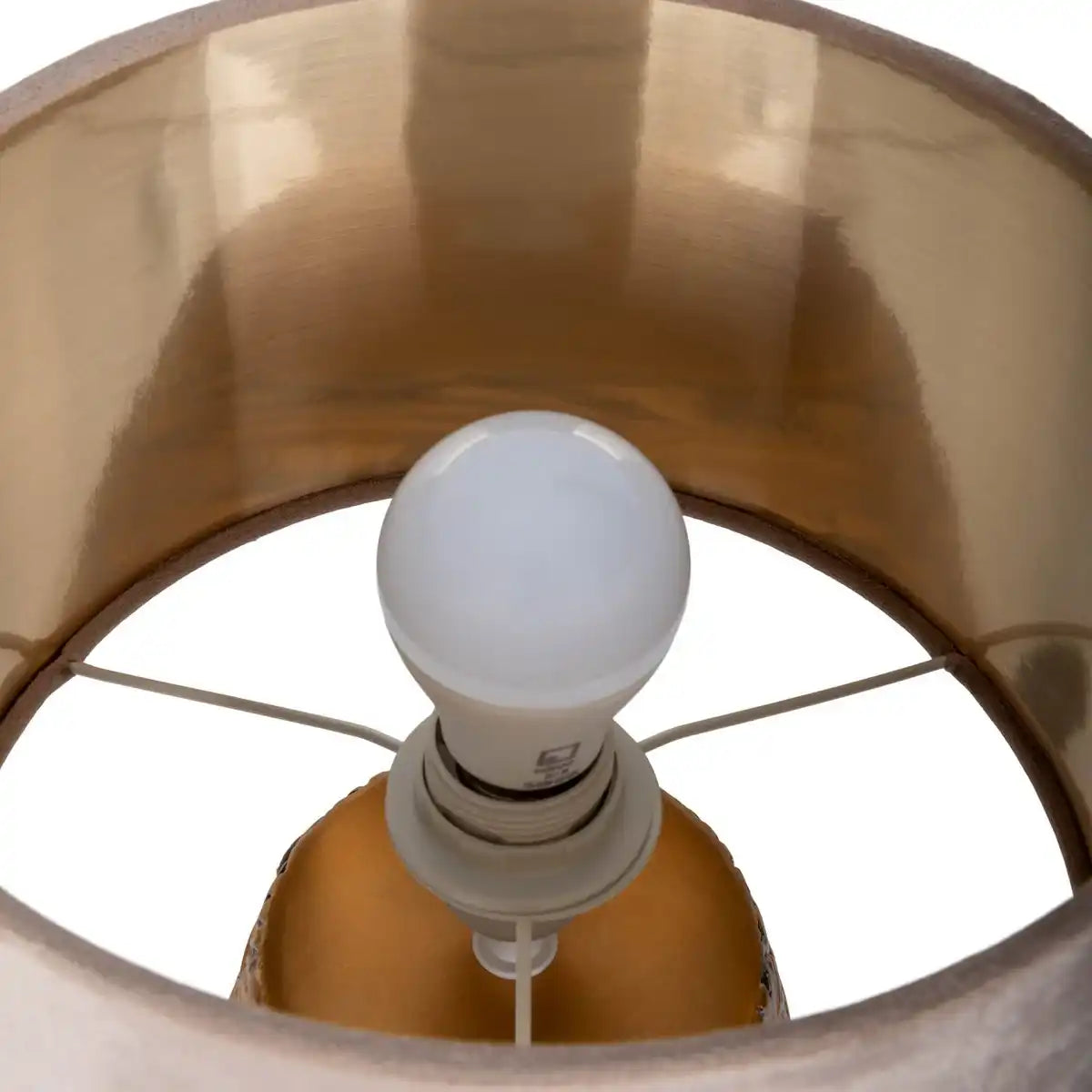 Keramik Tischleuchte "Bronco", Tischlampe, Keramik, beige/grau/Gold, mit E14-Fassung, für Esszimmer, Wohnzimmer, Diele oder Büro, 39 cm hoch