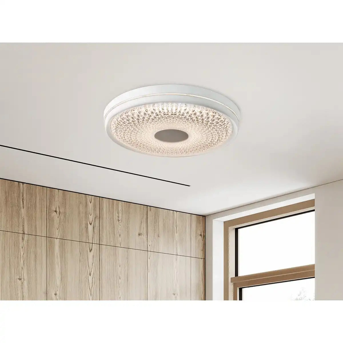 LED Deckenleuchte "BOISE" Ø 51 cm mit vielen Funktionen, aus Metall und Kunststoff, weiß, mit integrierten LEDs, Beleuchtung für Wohnräume oder Büro
