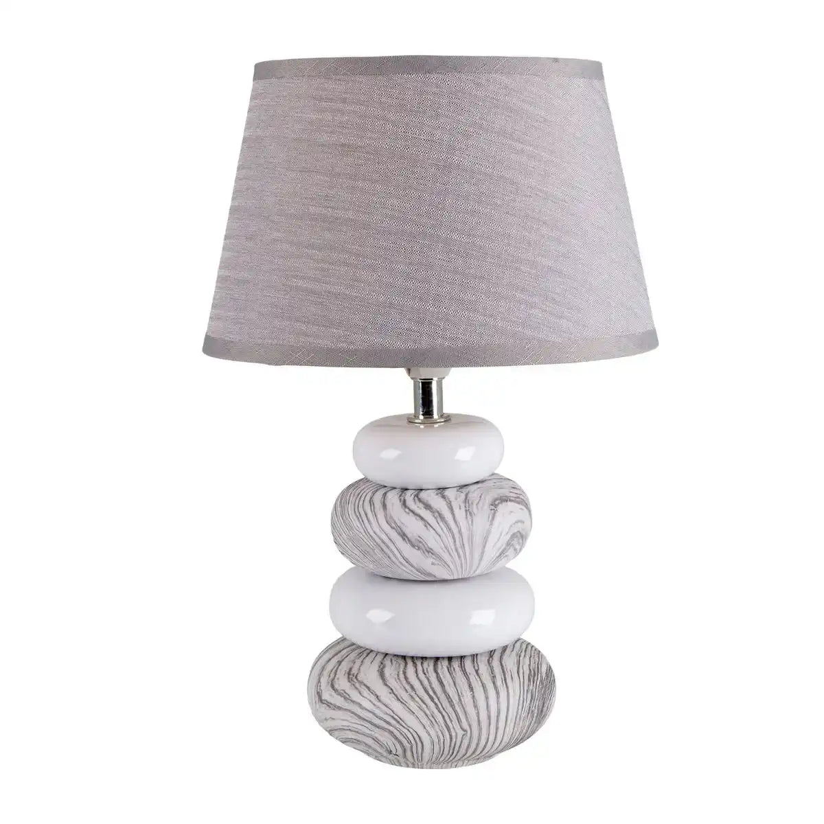 Keramik Tischleuchte "STONEY", modern., Tischlampe aus Keramik in Grau, mit E14-Fassung, Tischlampe für Esszimmer, Wohnzimmer, Diele oder Büro, oder als Nachttischlampe, 31 cm hoch