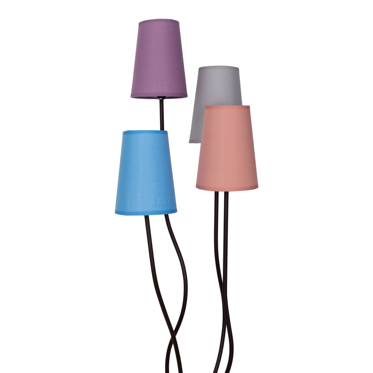 Textilstehleuchte 4-flammig "BOHO" bunt, Stehlampe mit bunten Schirmen, mit E14-Fassung, für Esszimmer, Wohnzimmer, Diele oder Büro, 140 cm hoch