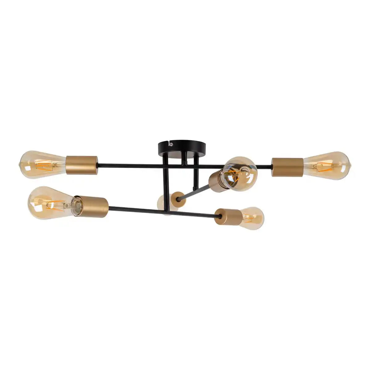 Deckenleuchte "MODO" 6-flammig aus Metall in Schwarz,, Fassungen Gold, E27-Fassung, Deckenlampe für Wohnzimmer, Esszimmer, Küche, Diele, Flur oder Büro mit einem Øvon 54,5 cm