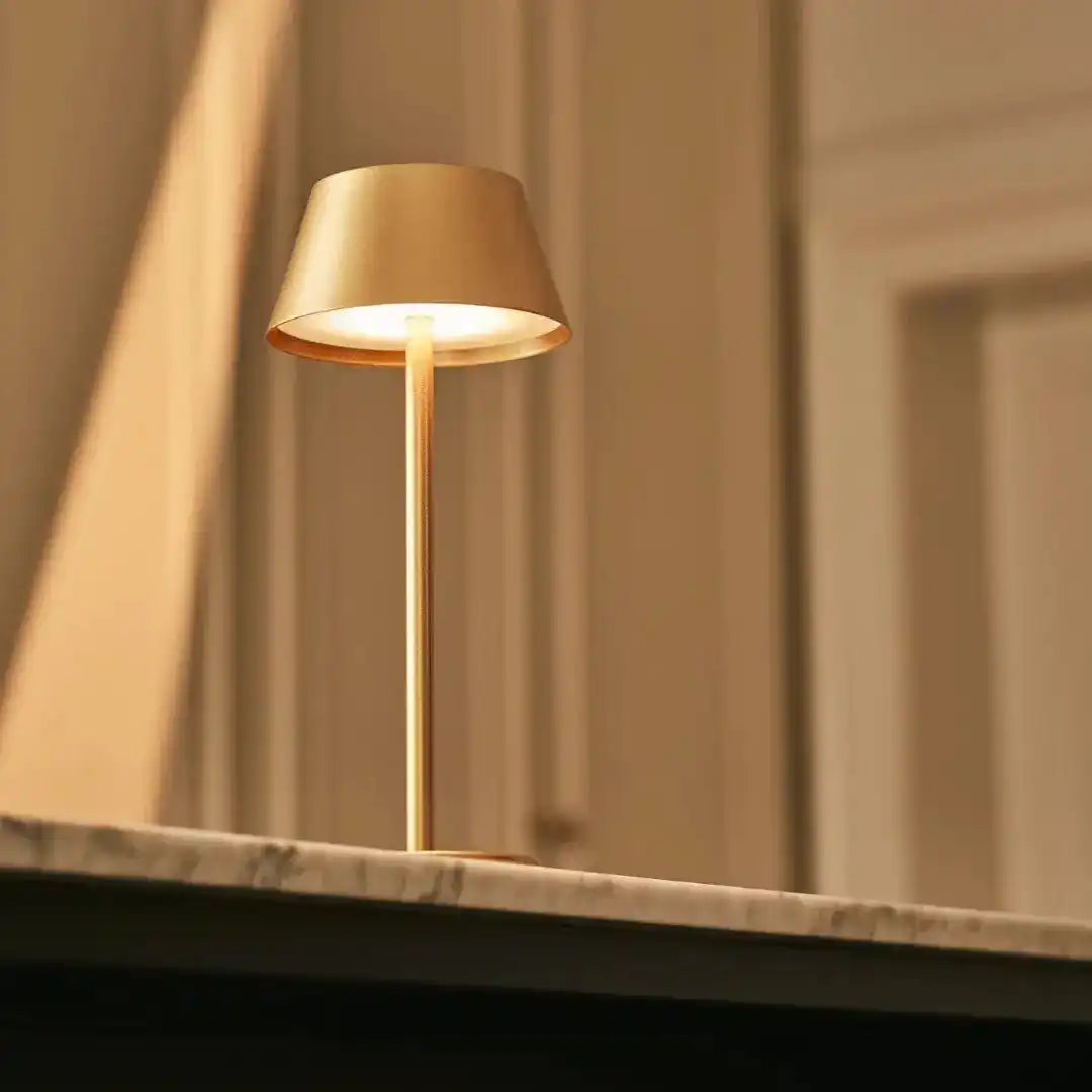Milou Gold - Tischlampe ohne Kabel l moderne, Design- und 3 Lichtmodi