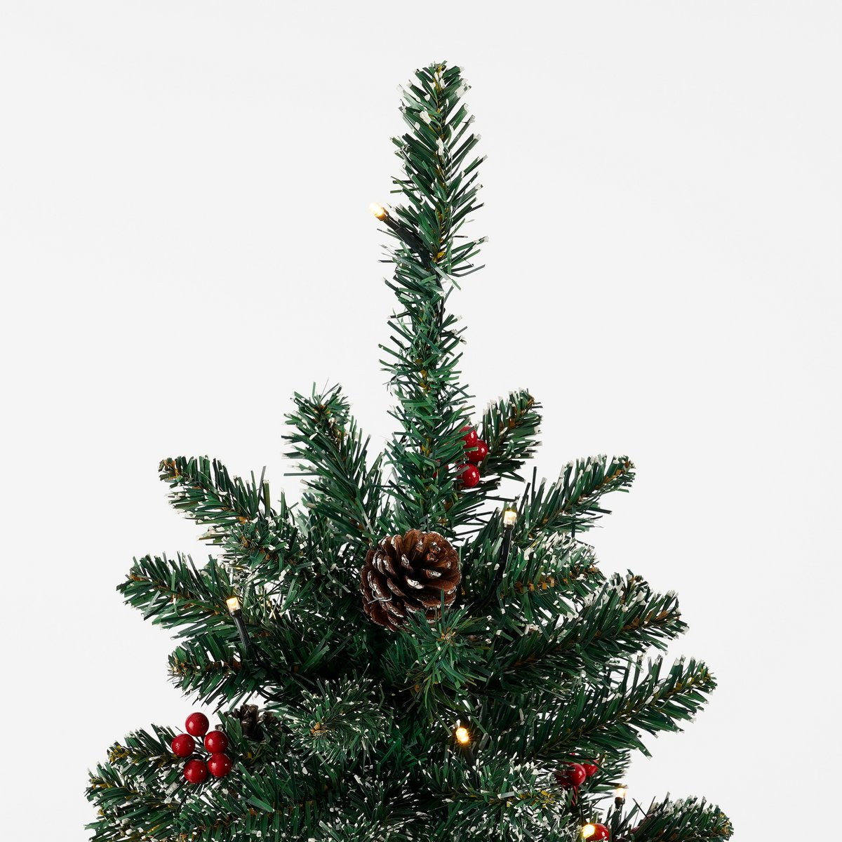 Künstlicher Weihnachtsbaum im Topf mit LED-Beleuchtung – H90 x Ø50 cm – Grün gefrostet