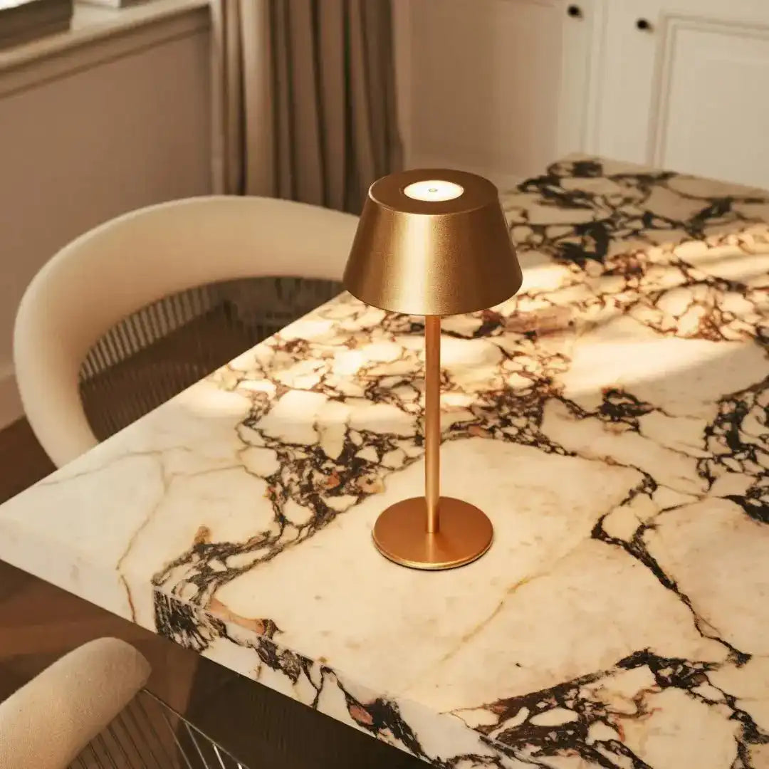 Milou Gold - Tischlampe ohne Kabel l moderne, Design- und 3 Lichtmodi
