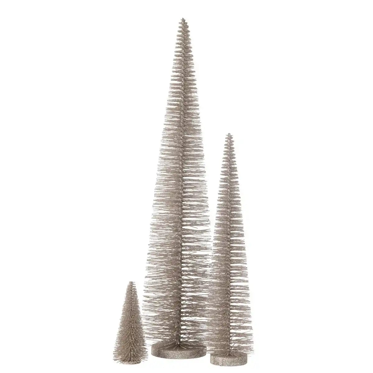 J-Line Weihnachtsbaum Deko Glitzer Plastie Greige Groß