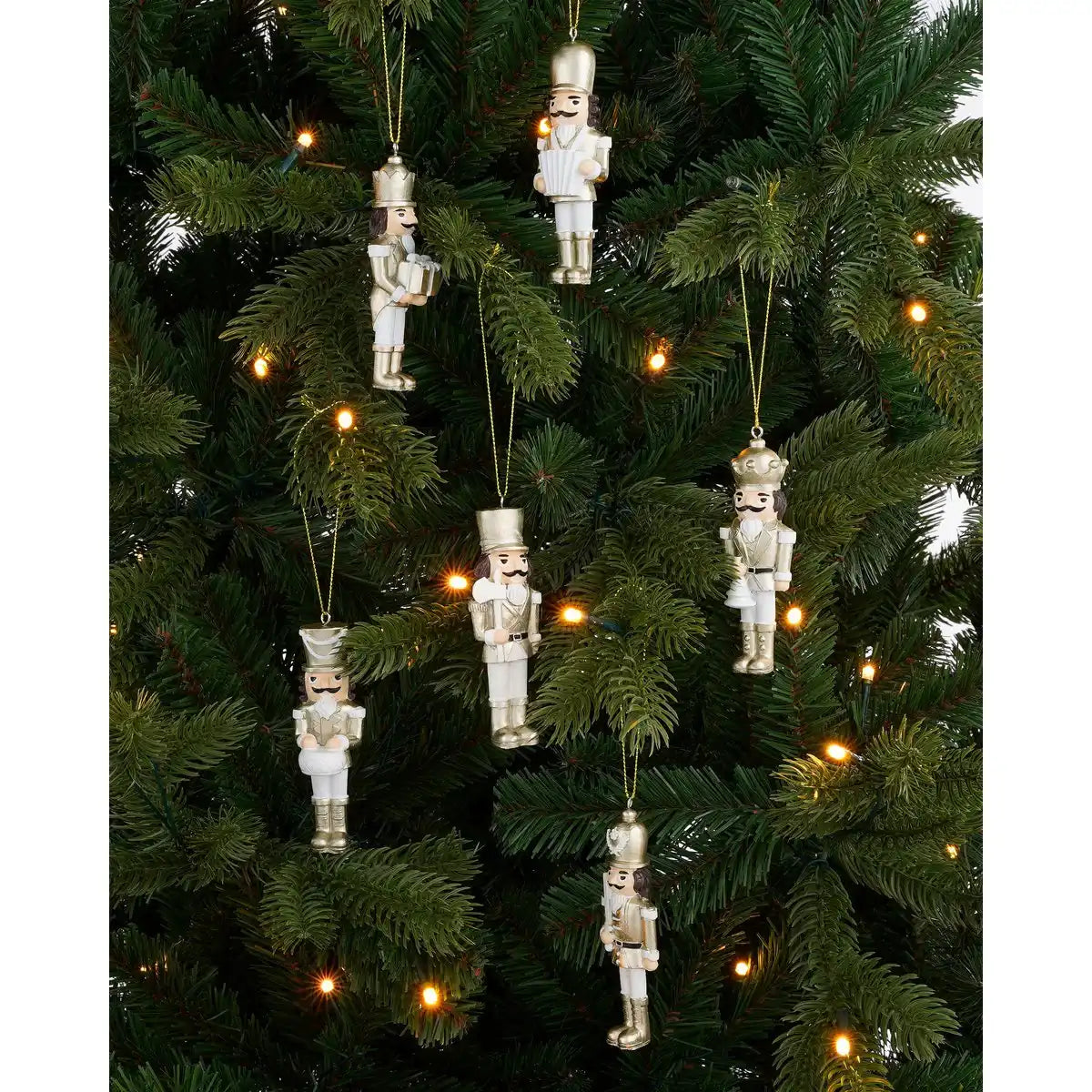 6er Set Weihnachtsschmuck Nussknacker – Polyester – Gold