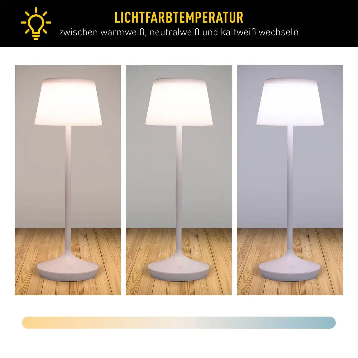 LED Leuchte "EMMI" für Außen und Innen, Tischlampe aus Metall und Kunststoff, mit fest verbauten LEDs, LED Tischlampe für Balkon, Terrasse, Garten, Wohnzimmer, Wintergarten, ca. 38 cm hoch