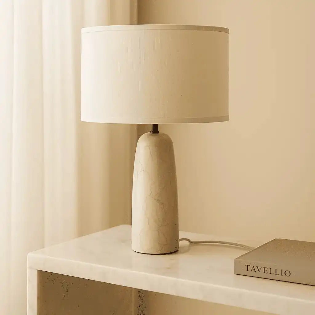 Charlotte Marmorlampe mit Baumwollschirm – Elegante Beleuchtung für Ihr Zuhause