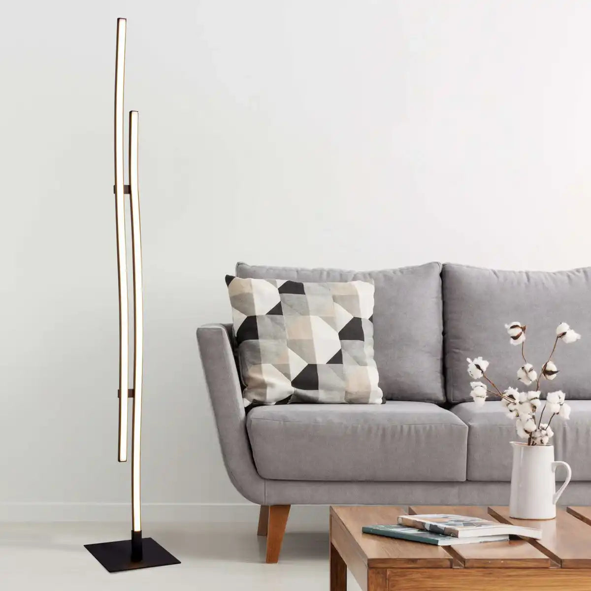 LED Stehleuchte "ONDA" h: 130cm, Stehleuchte, Metall und Kunststoff in Schwarz, integrierte LED, Beleuchtung für Wohnzimmer, Esszimmer oder Büro
