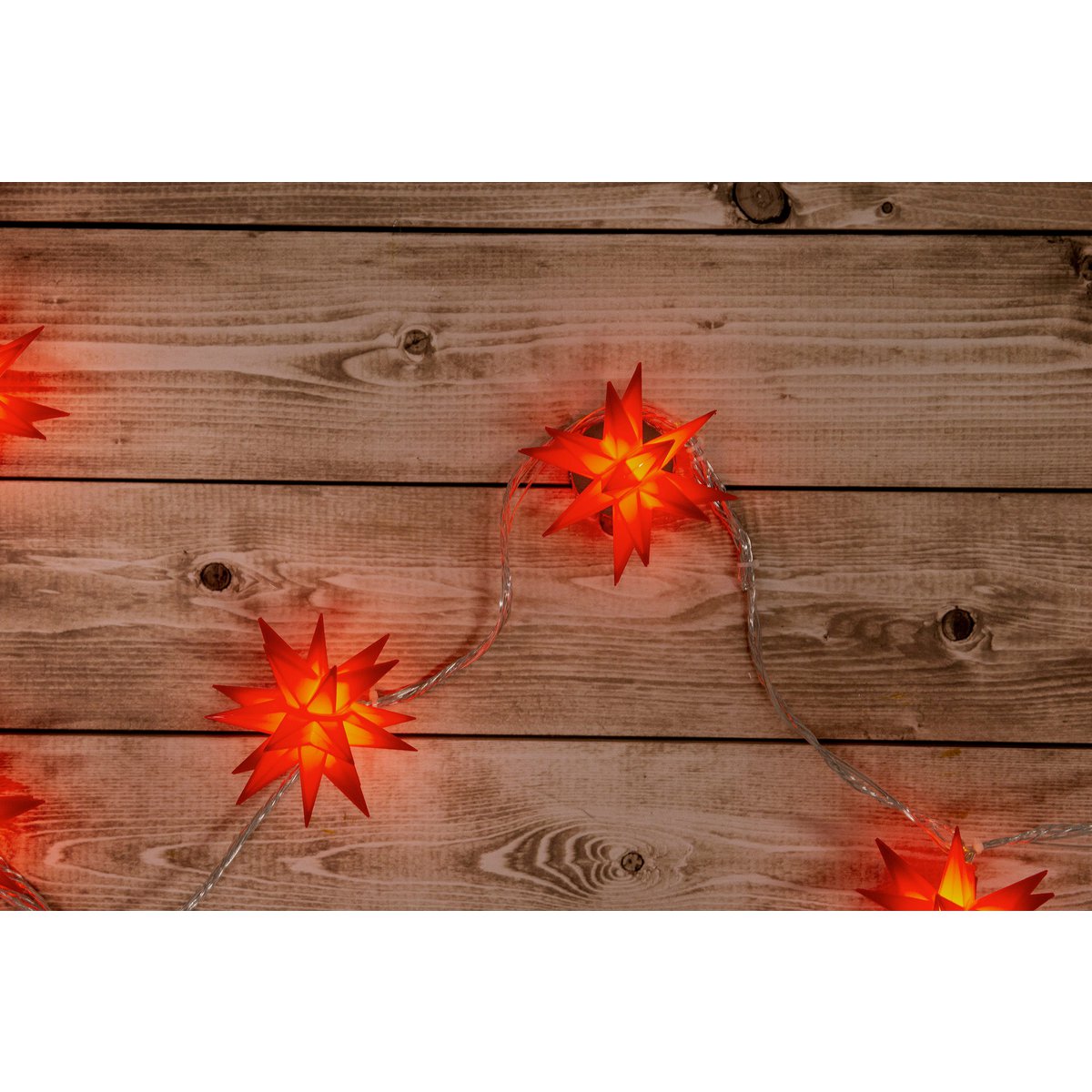 9er-Outdoor-LED-Weihnachtslichterkette 3D-Sterne / XMAS Lights - rot