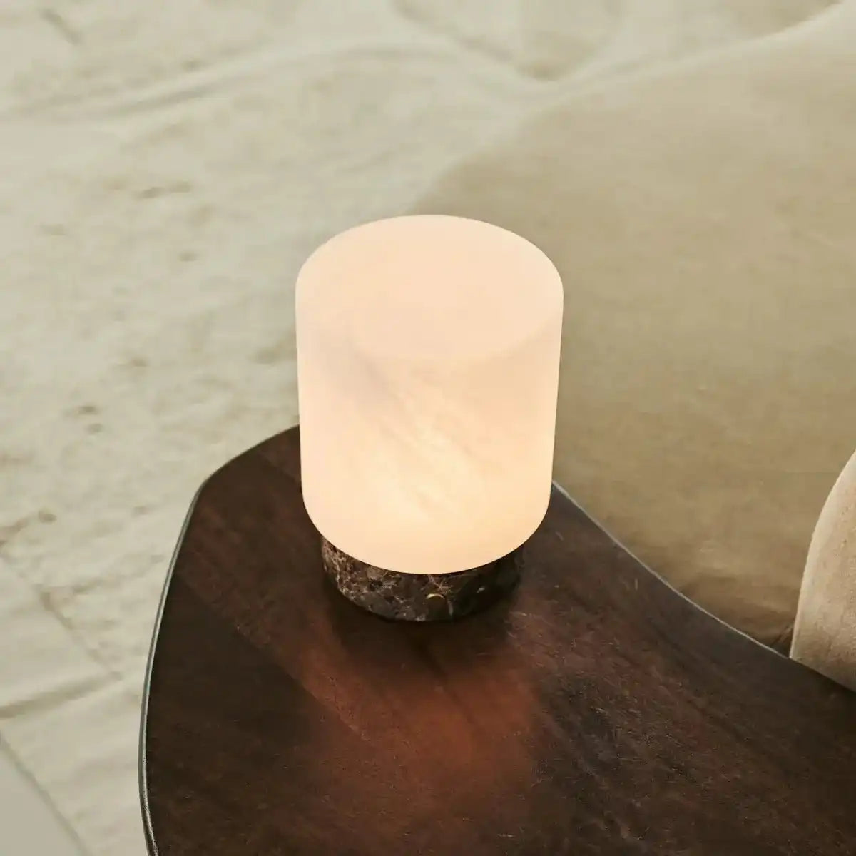 Hirse Braun / Kaiser Dunkel - Marmor wiederaufladbare Tischlampe - 3 helle Modi, schnurlos und mit Glas austauschbarer Lampenschirm