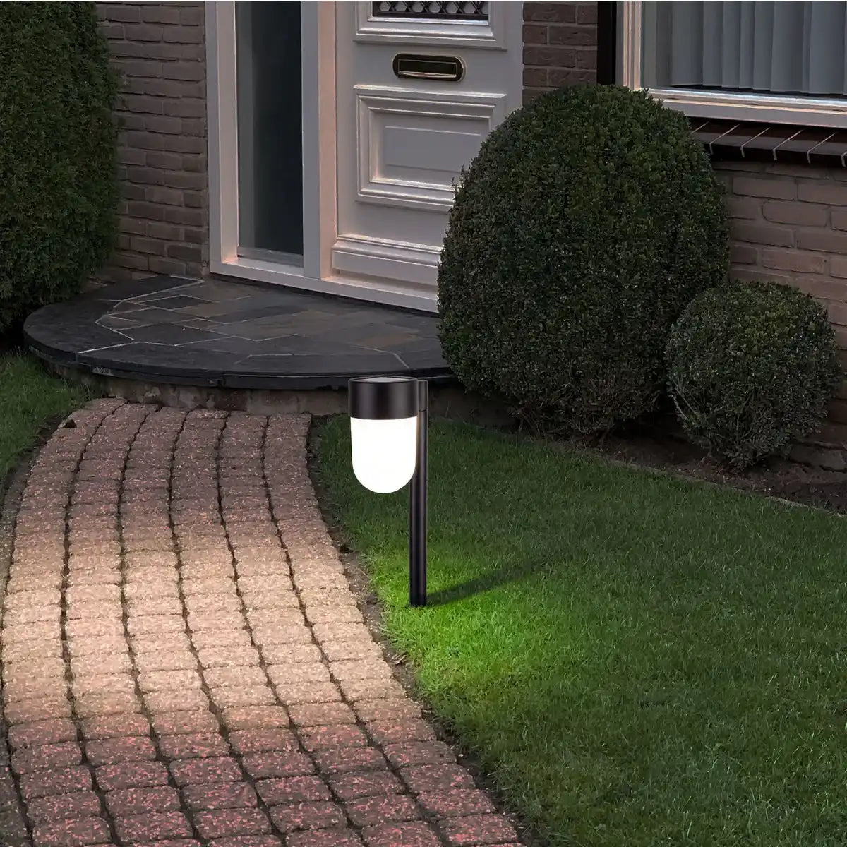 2er-Set LED Solarspieß "SINA" 47,2 cm hoch, Kunststoff in Schwarz und Weiß, integrierte Led, warmweiß