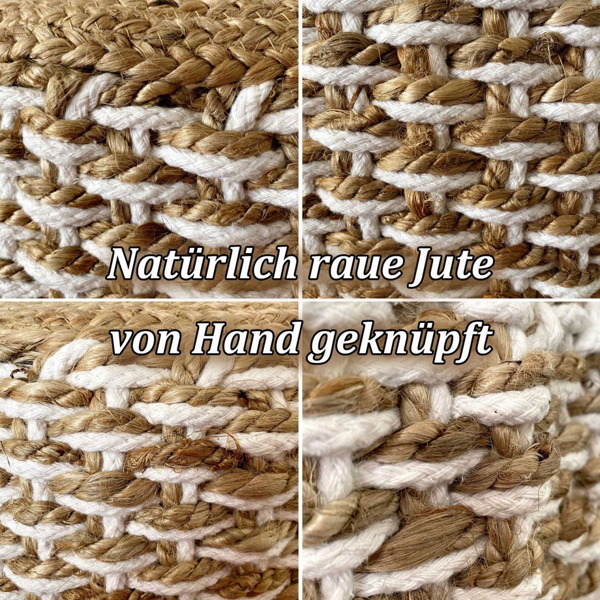 Sitzpouf Jute Sitzhocker rund 50x50 cm Sitzpouf Bodenkissen