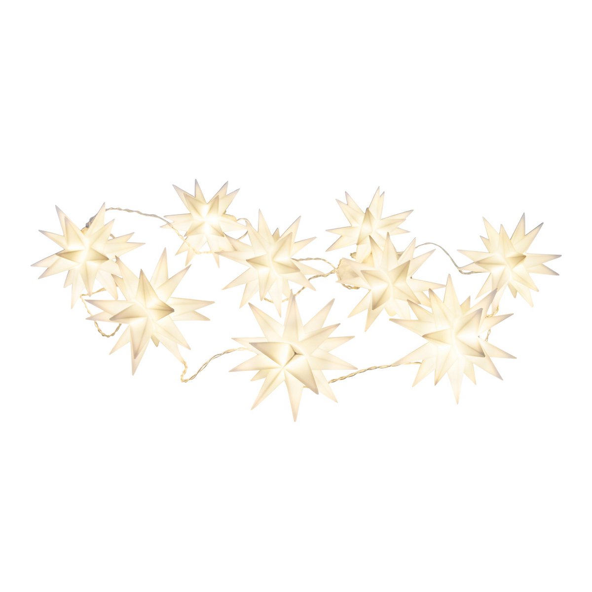 9er-Outdoor-LED-Weihnachtslichterkette 3D-Sterne /XMas-Lights - weiß