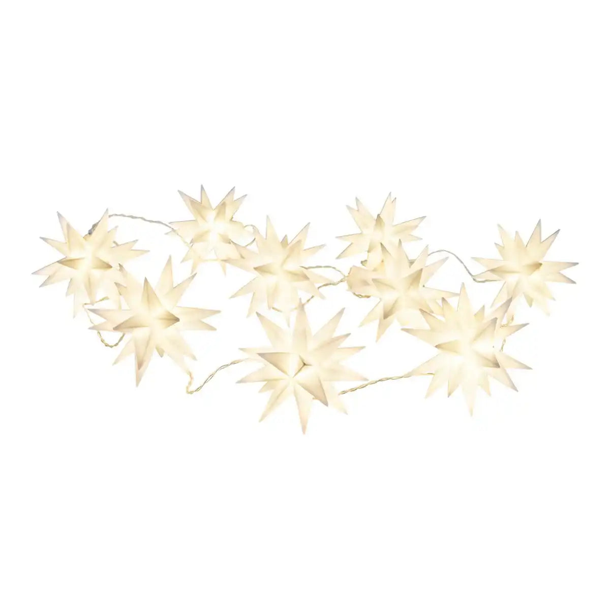 9er-Outdoor-LED-Weihnachtslichterkette 3D-Sterne /XMas-Lights - weiß