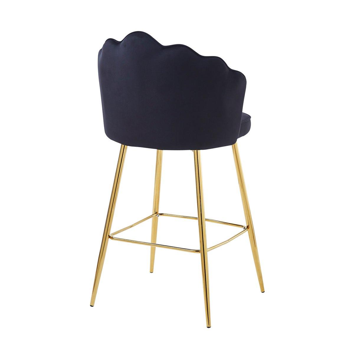 Barhocker Muscheldesign 2er Set aus Samt Schwarz