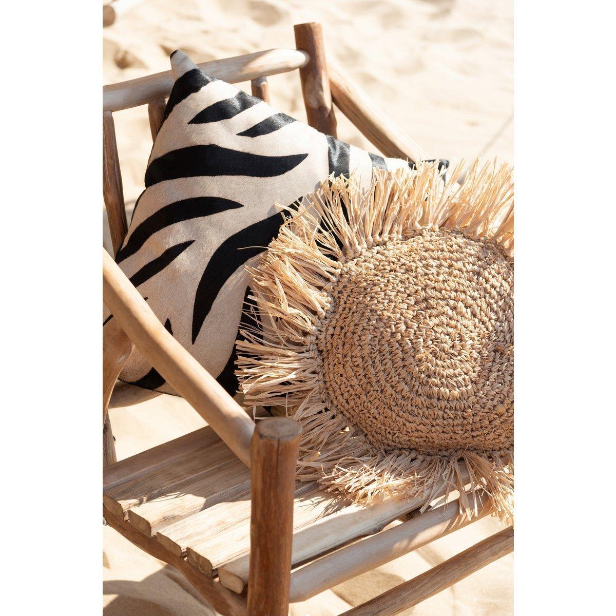 J-Line Kissen Zebra Square - Leder - Schwarz/Weiß