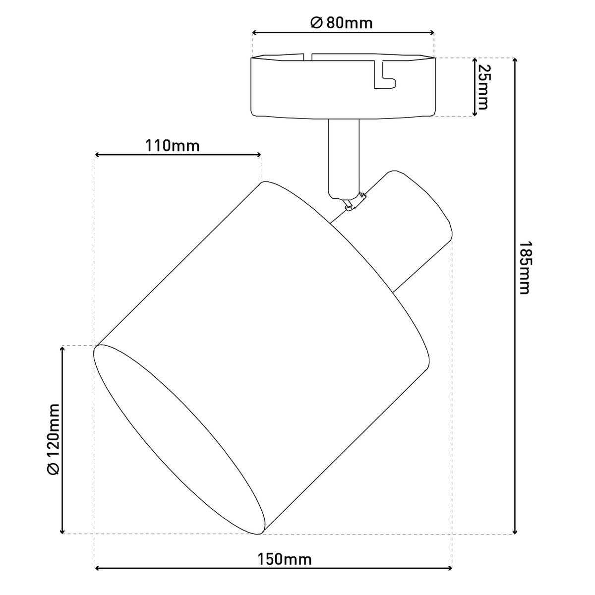 1er Wand- und Deckenspot "MARON" aus Metall satiniert-matt mit Stoffschirm in Natur, mit E14-Fassung, Lampe für Wohnzimmer, Esszimmer, Flur und Büro, ca. 17 x 12 cm