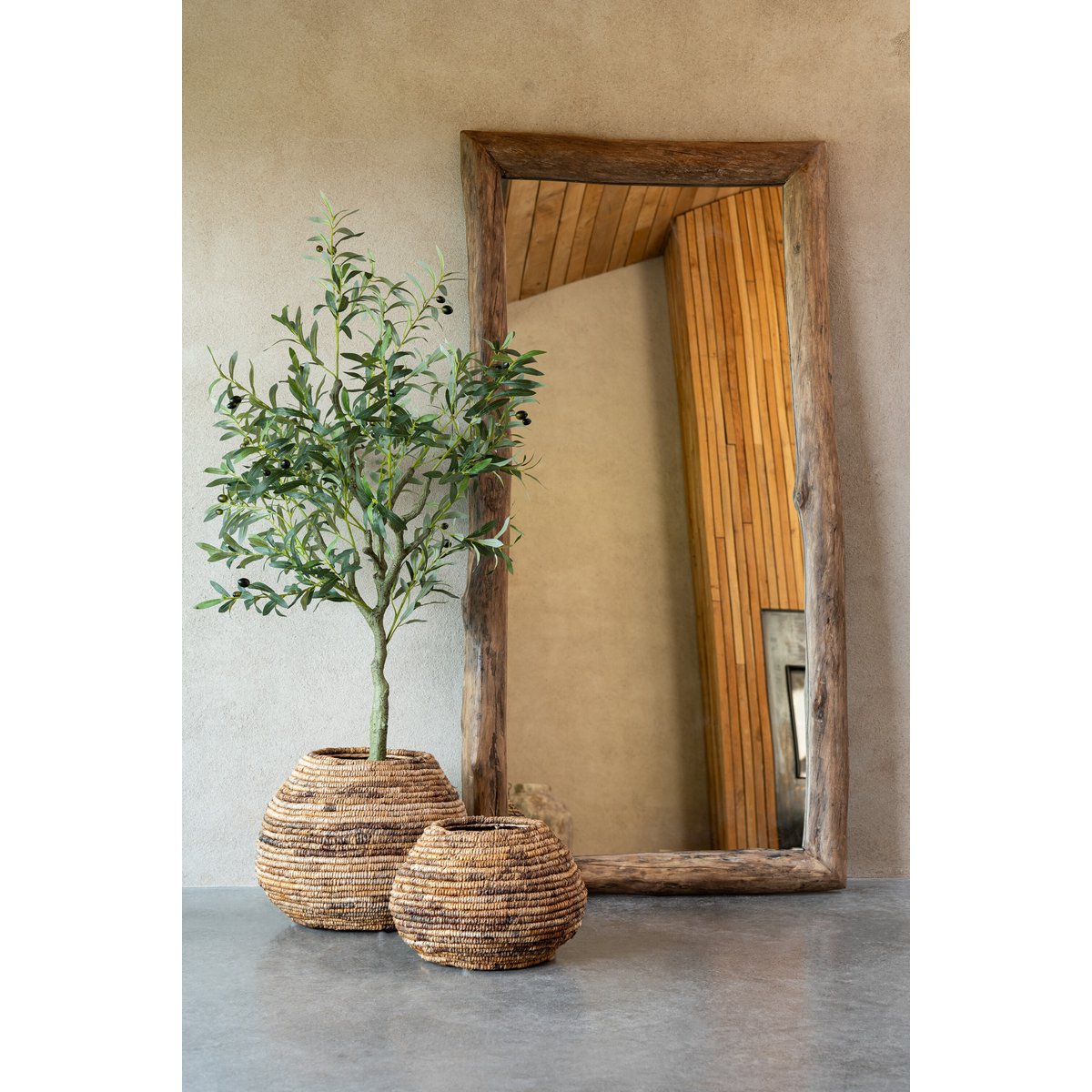 J -Line Spiegel -Rechteck - Holz - Braun - groß - 90 x 176 cm