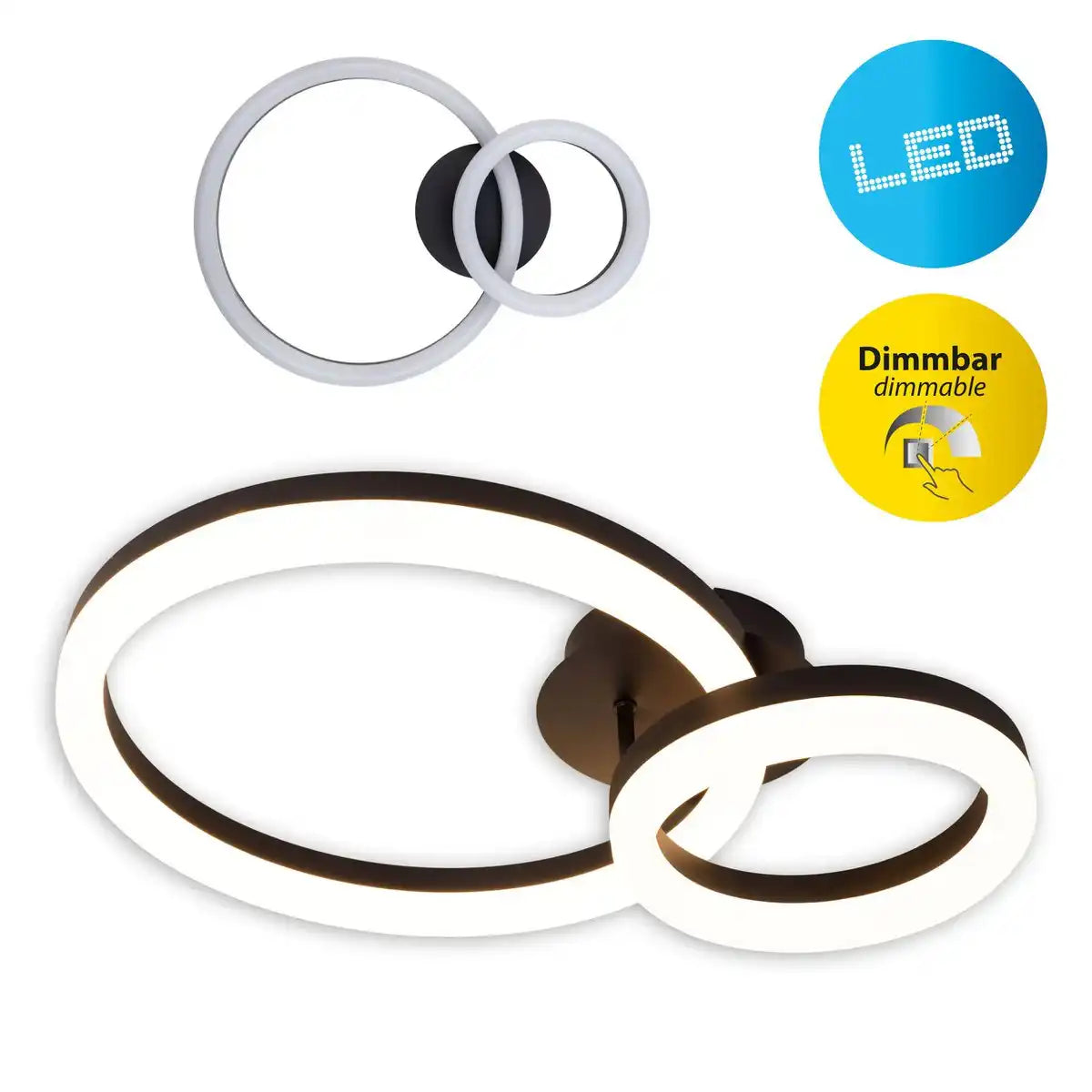 LED-CCT-Deckenleuchte "CIRCULO" aus schwarzem Metall und sandfarbenem Kunststoff 53 cm lang