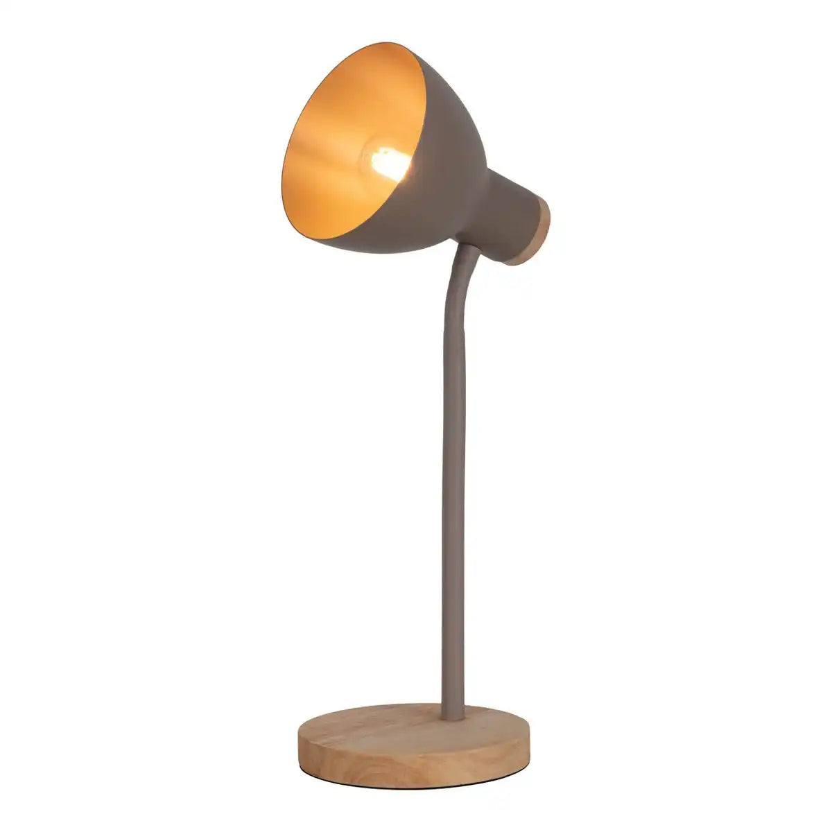 Schreibtischleuchte "MARIE" aus Metall und Holz, E14, Braun, 36,5 cm hoch
