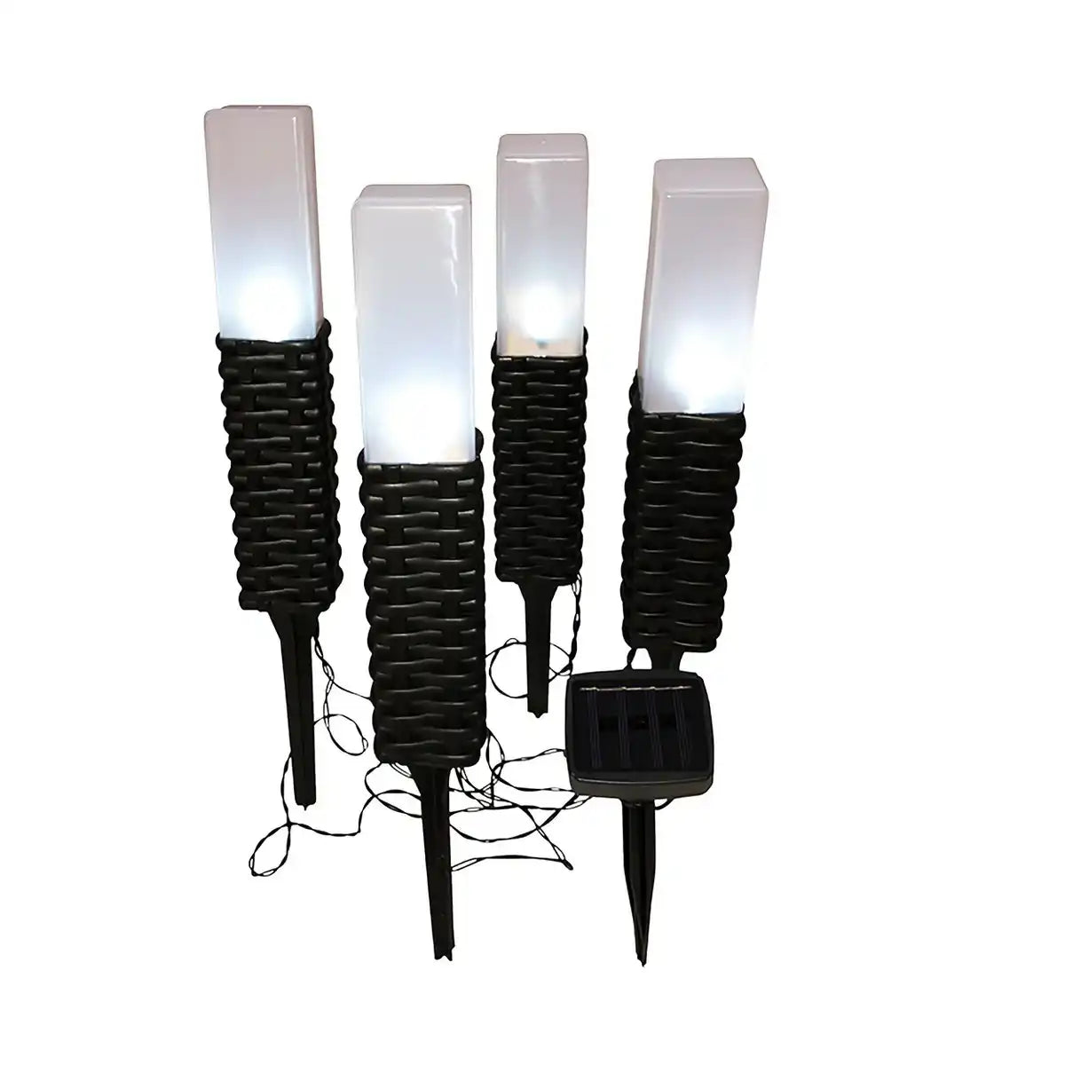 4er-Set LED-Outdoor-Erdspieß , für Außen, Erdspieß aus Kunststoff in Schwarz, integrierte LED