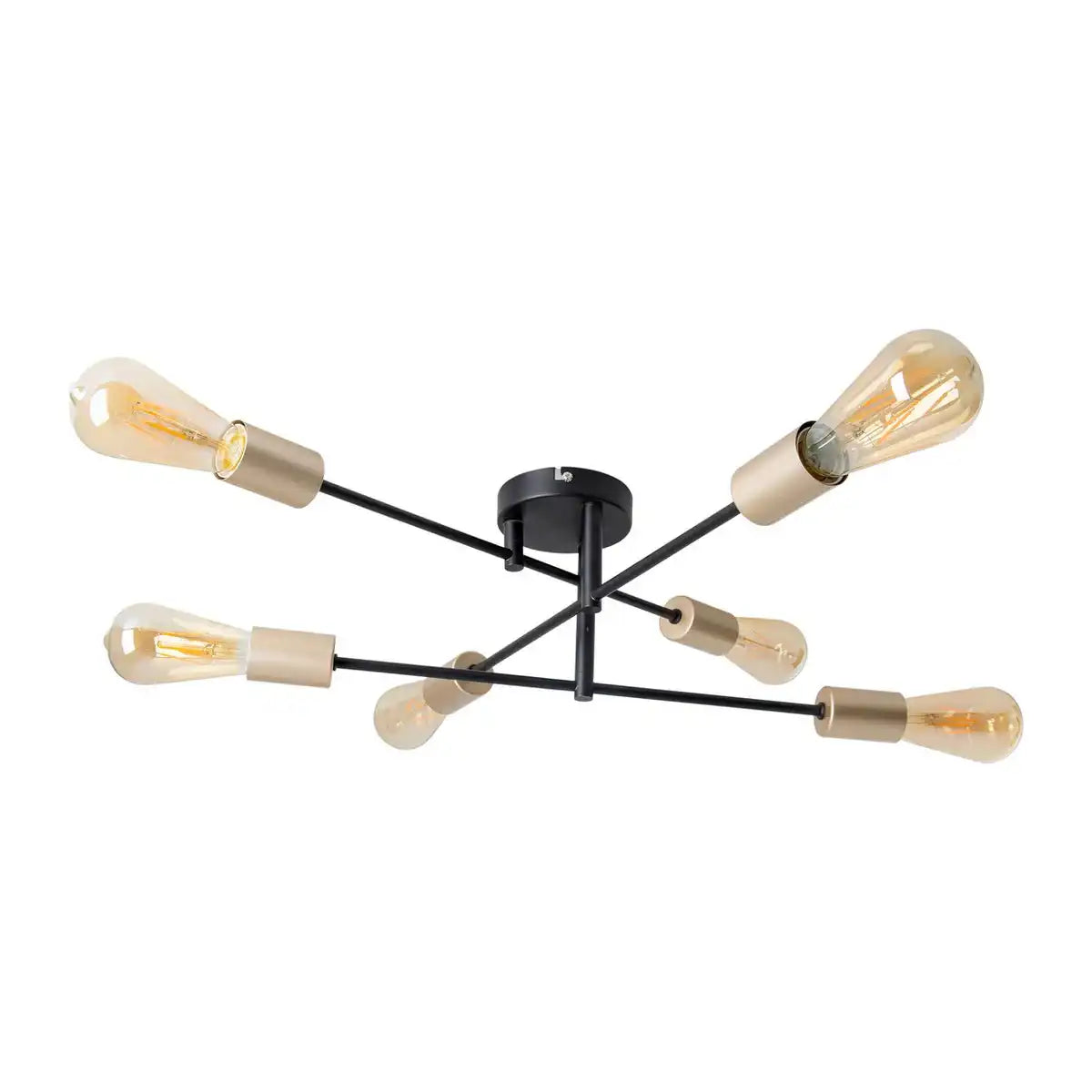 Deckenleuchte "MODO" 6-flammig aus Metall in Schwarz,, Fassungen Gold, E27-Fassung, Deckenlampe für Wohnzimmer, Esszimmer, Küche, Diele, Flur oder Büro mit einem Øvon 54,5 cm