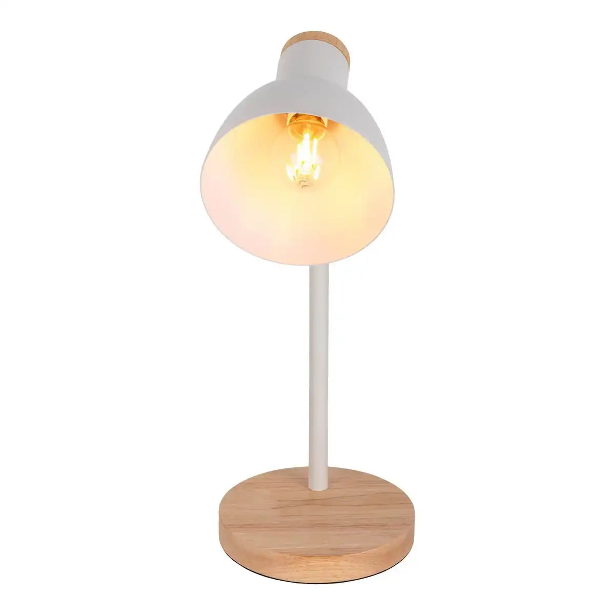 Schreibtischleuchte "MARIE" aus Metall und Holz, E14, Weiß, 36,5 cm hoch