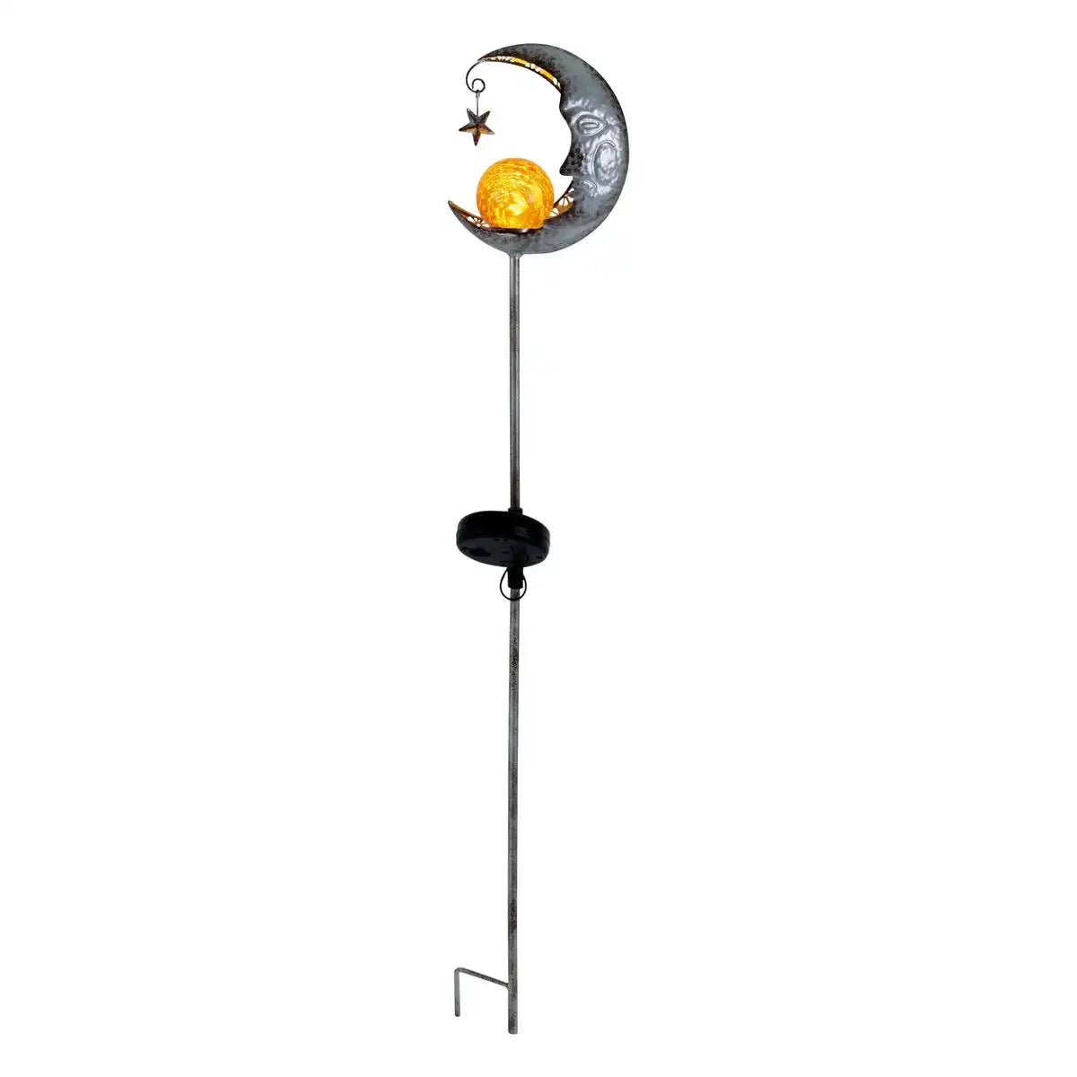 LED-Solar Erdspieß "MOND" , für Außen, Erdspieß aus Metall und Glas in Silber, mit integrierter LED