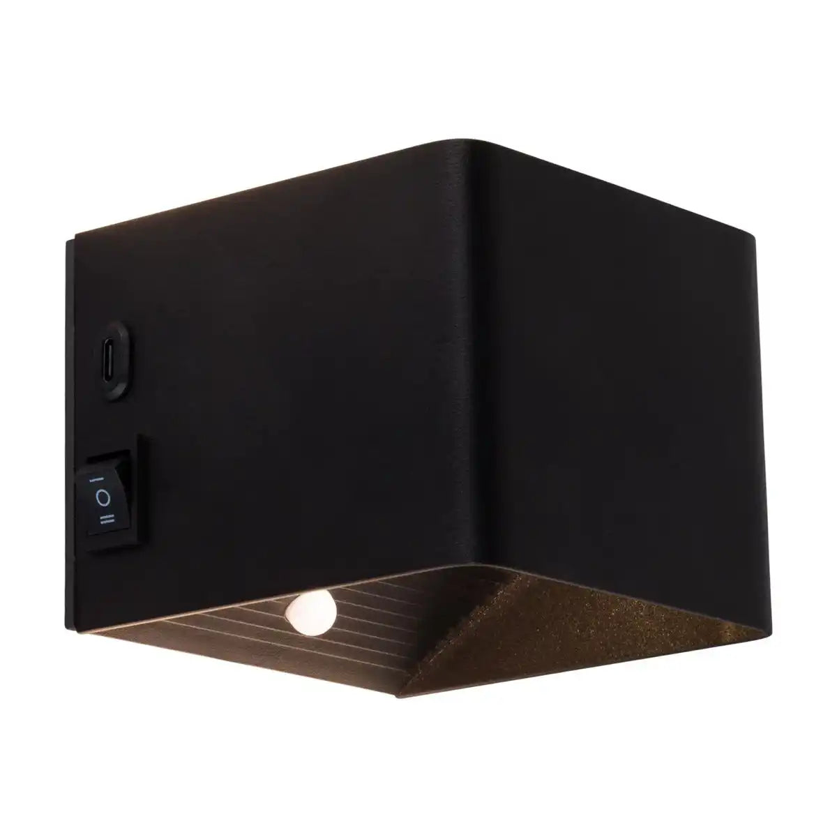Akku-Wand-Leuchte "CUBE" magnetisch, ca 10 x 10 cm, aus schwarzem Metall, mit Bewegungssensor