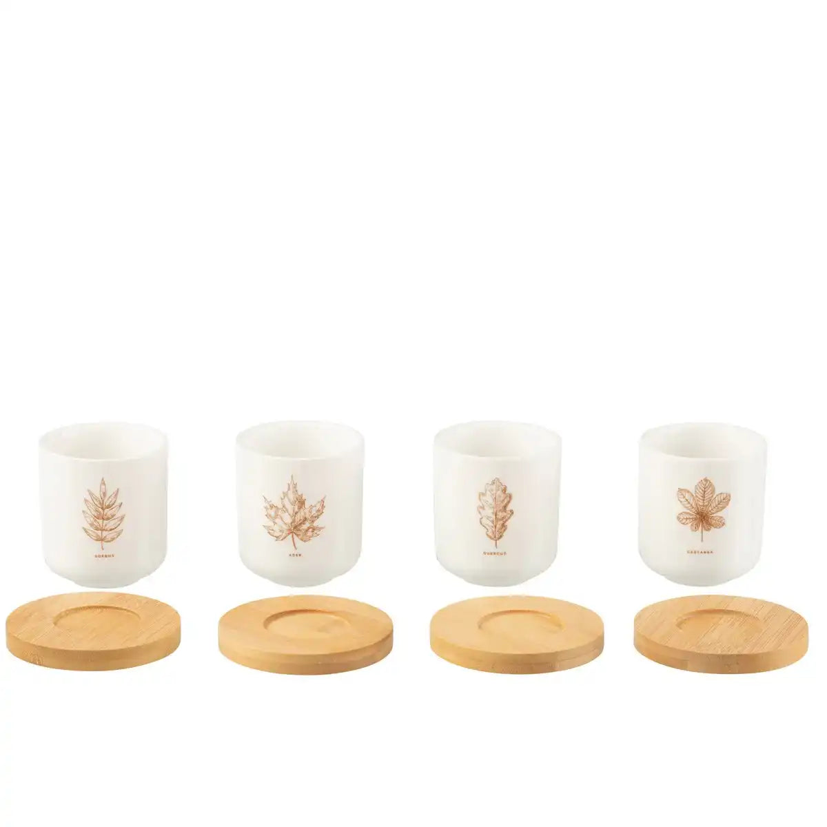 J-Line Kaffeebeutel + Untertasse - Geschenkbox - Keramik - Braun - 4er-Box