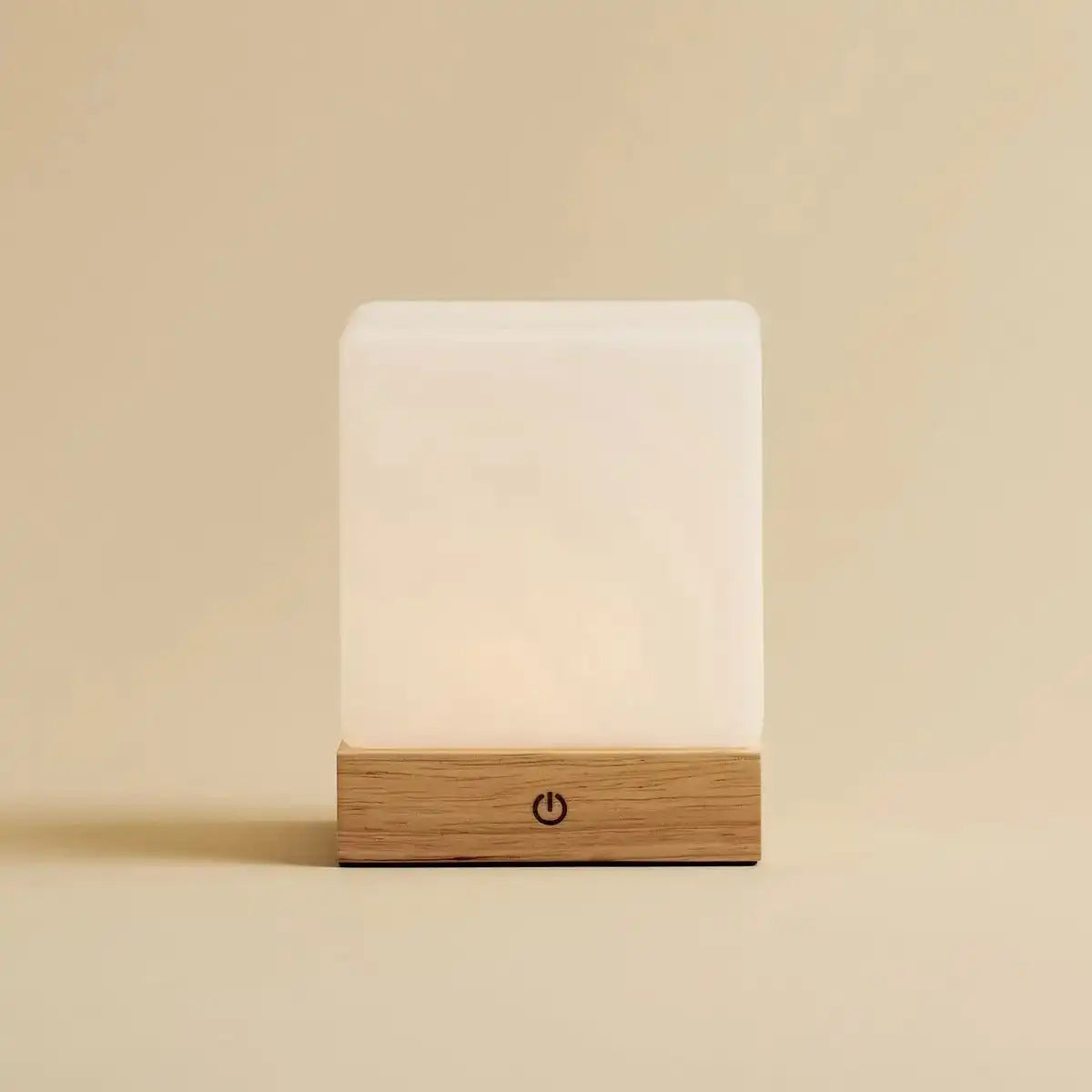 Yce hellbraune schnurlose Holzlampe mit gefrorenem Glas-wiederaufladbar, dimmbar, 100-Stunden-Batterie