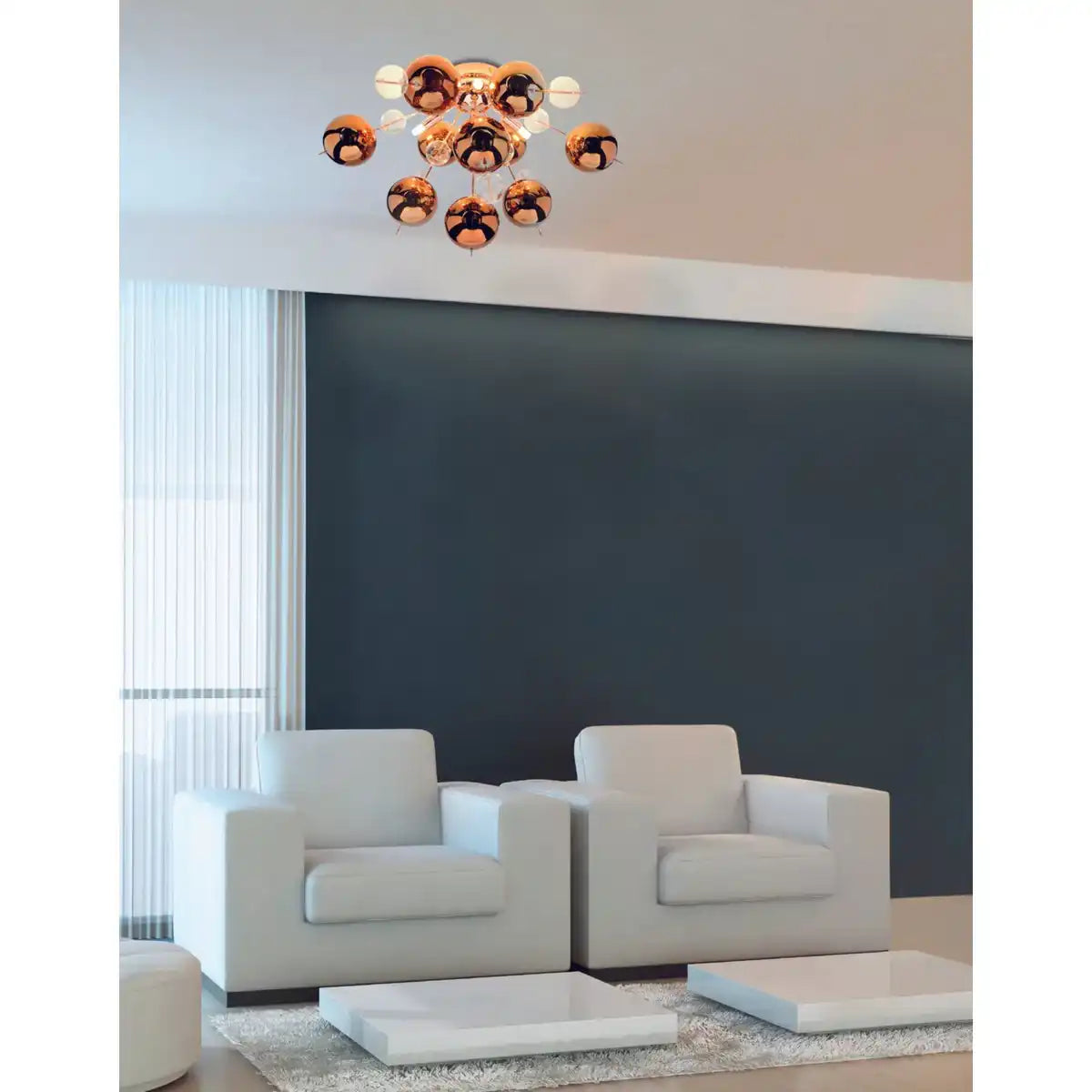 Deckenleuchte "EXPLOSION" Kupfer aus Metall und Glas, G9 Fassungen, Deckenlampe für Esszimmer, Wohnzimmer, Diele oder Büro, Ø57 cm
