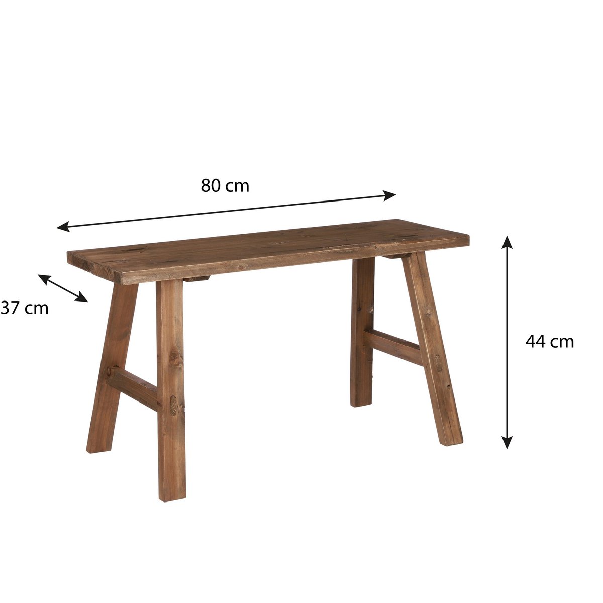 Bold Holzbank – L80 x B37 x H44 cm – recyceltes Holz – Braun