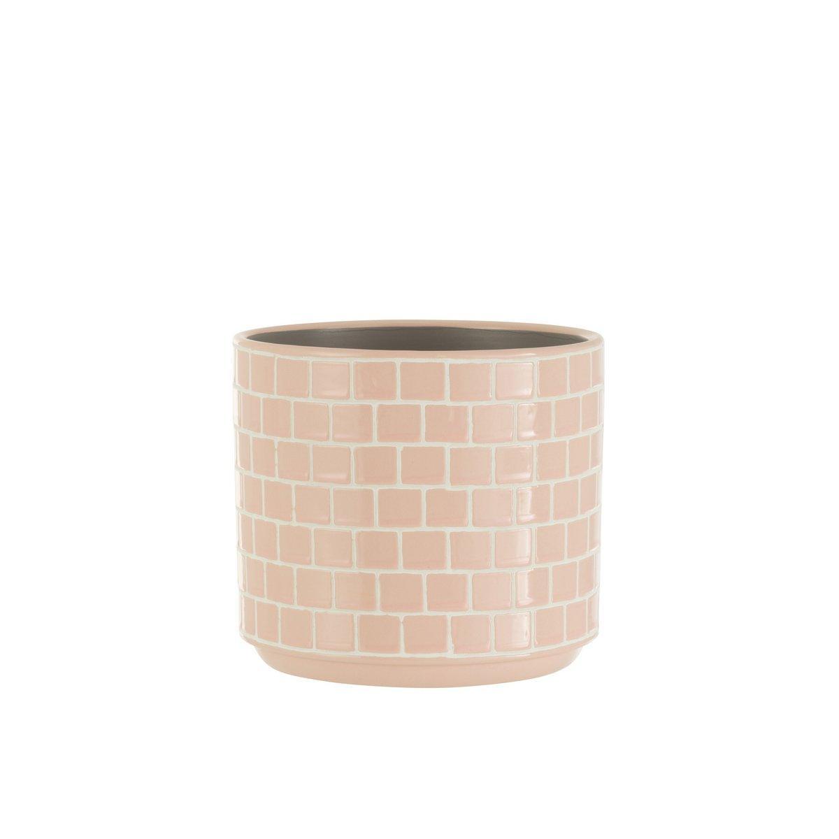 J-Line Blumentopf Shiny - Keramik - rosa - Ø 17 cm - 2 Stück