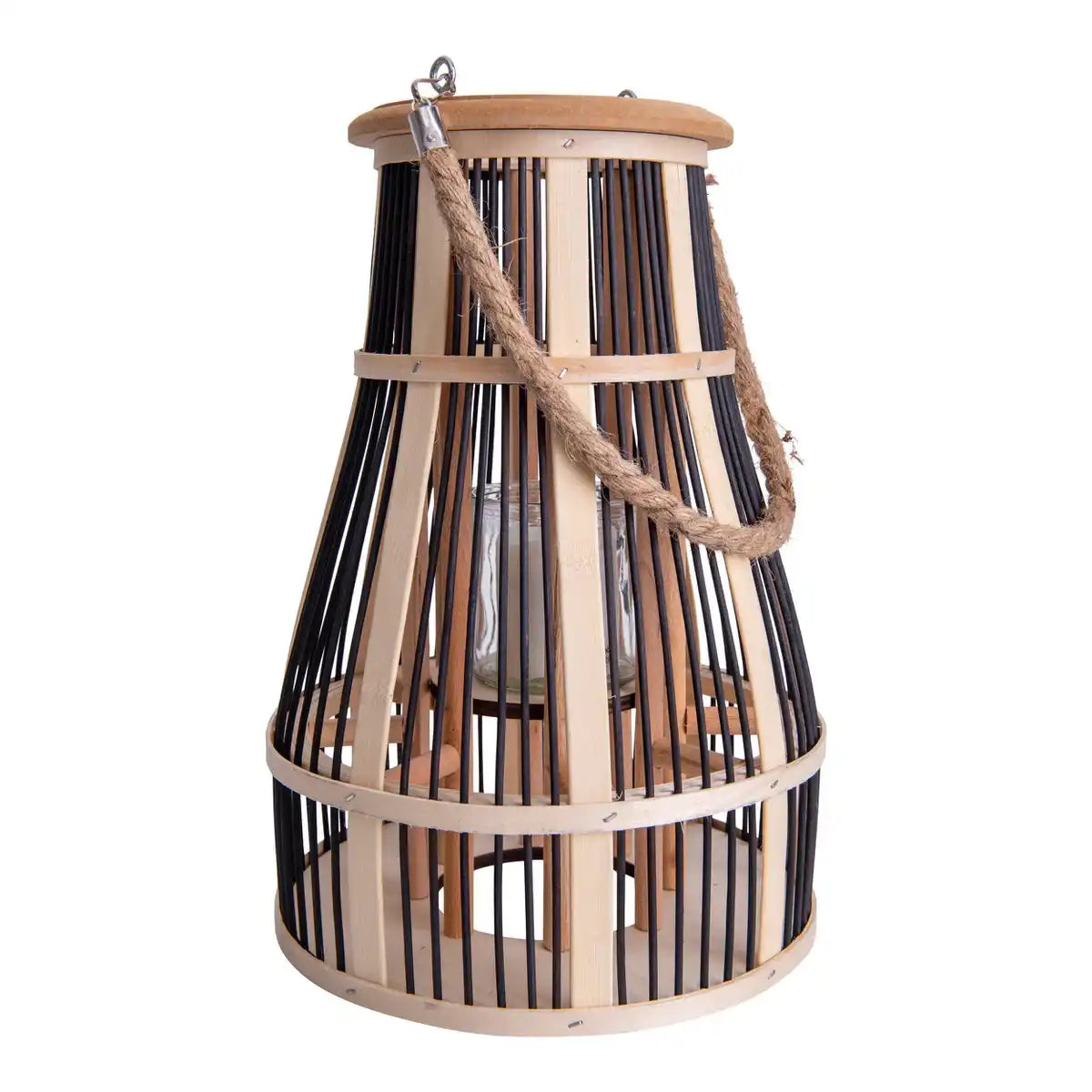Dekoleuchte "Korbinian" inklusive Solar-LED-Kerze für Garten und Balkon, aus Rattan in natur, Solar Lampe Höhe 35 cm