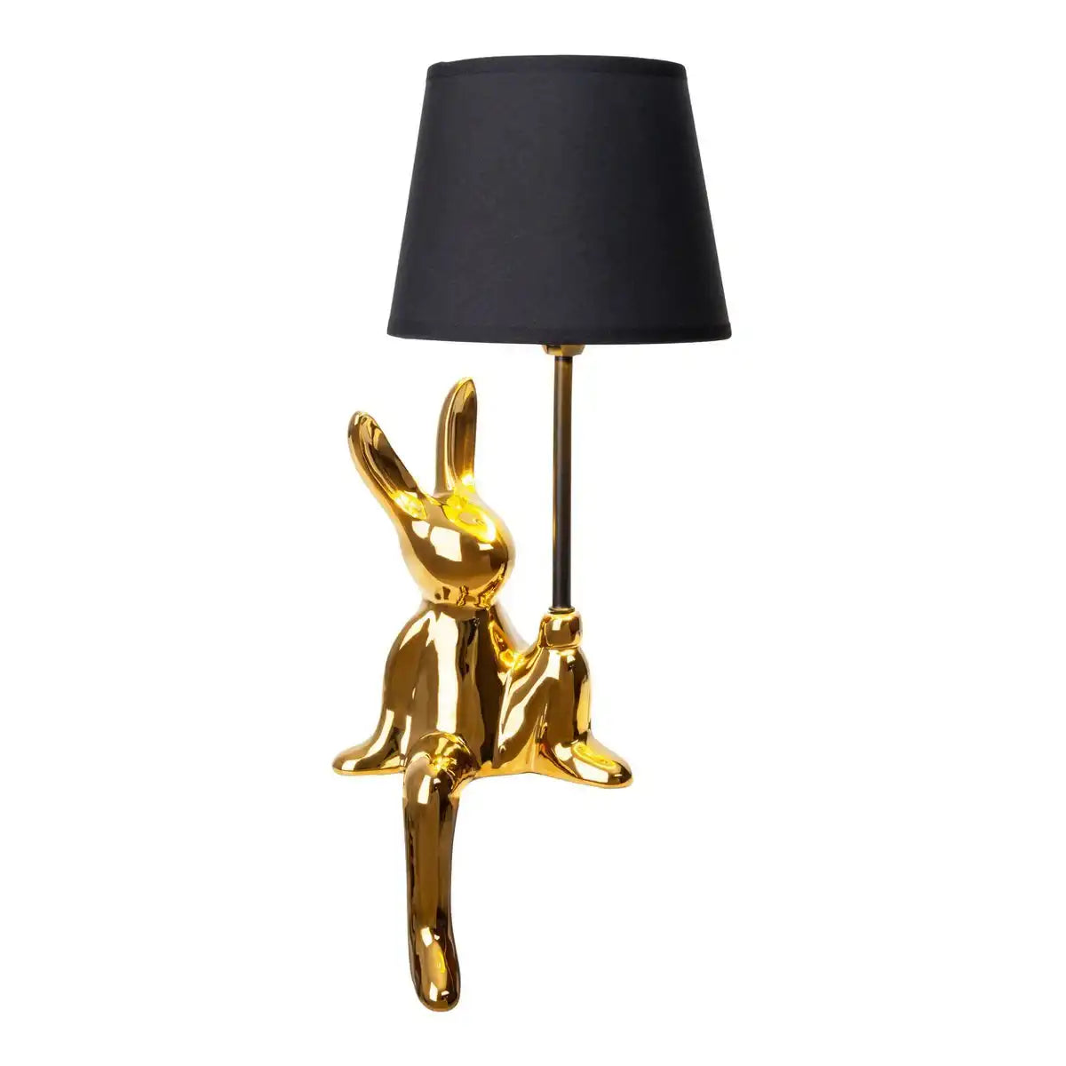 Tischleuchte "HELGE" Ø 18 cm, Höhe ca. 45 cm, aus Keramik in Schwarz und Gold, schwarzer Textilschirm