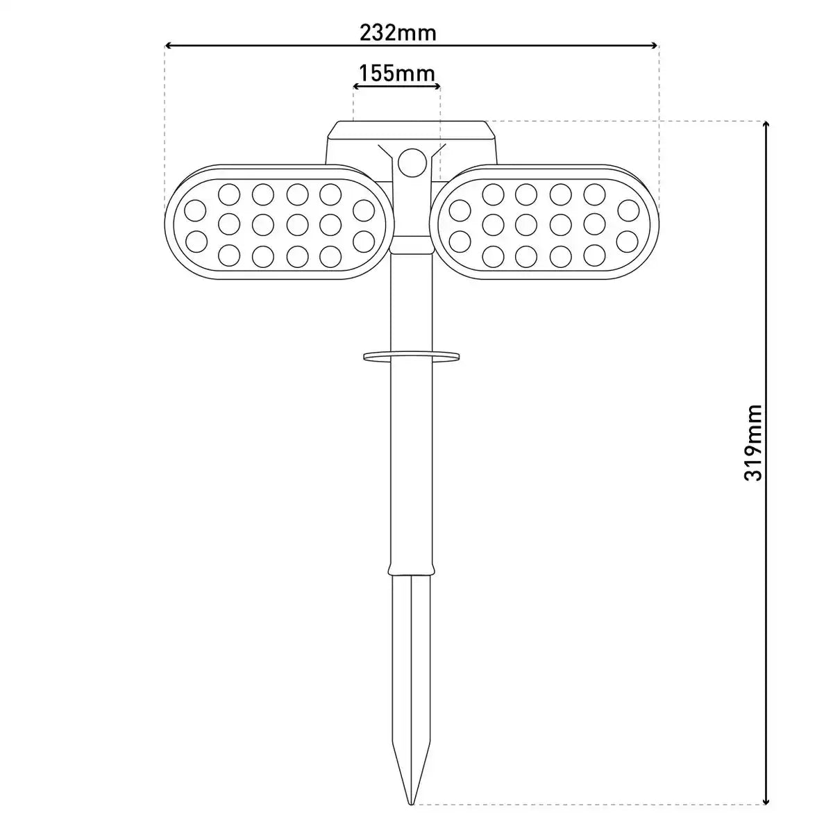 LED Solarstrahler "Paco" für den Außenbereich mit fest verbauter LED, Solar-Erdspieß aus Kunstoff in Schwarz, Höhe 31,9 cm