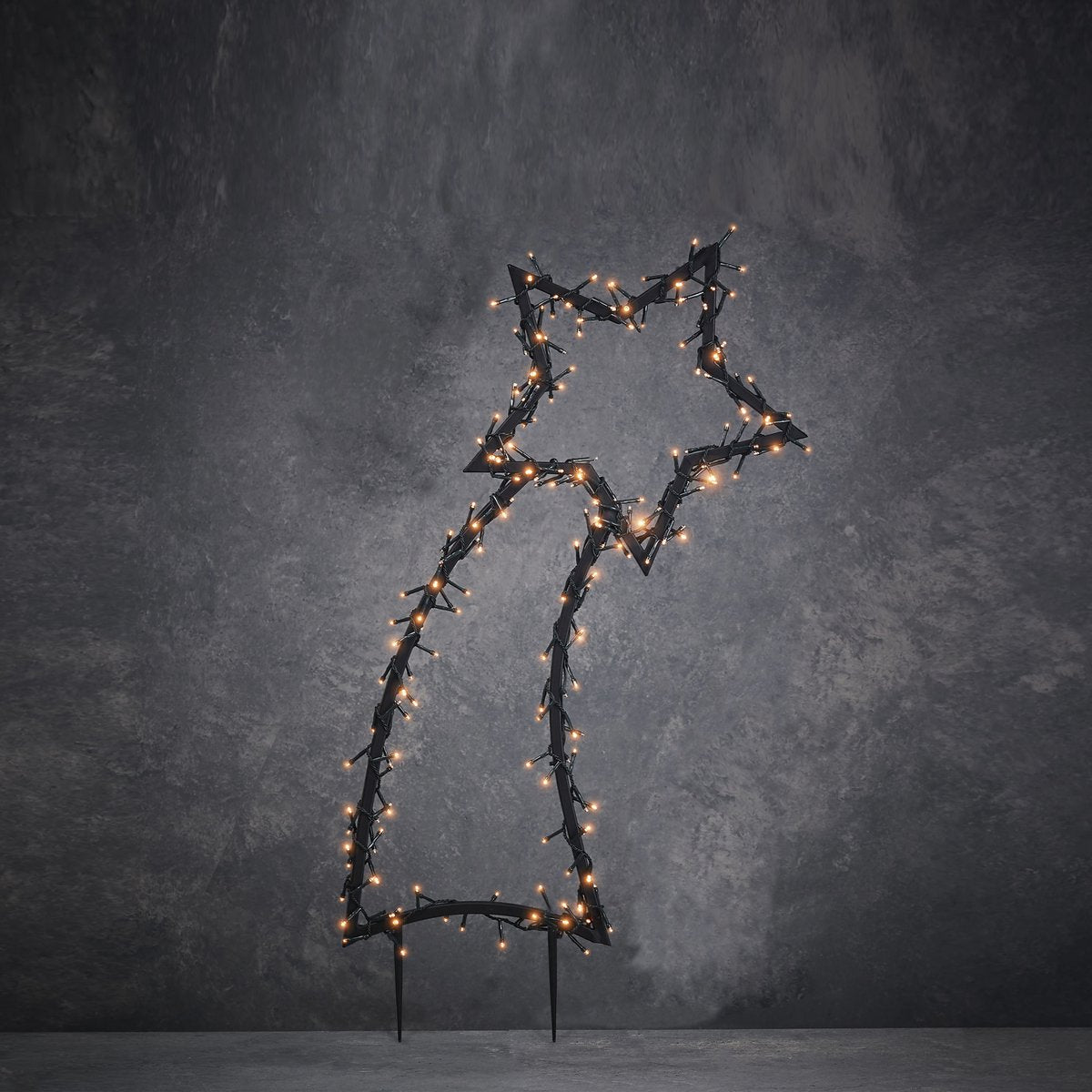 Star Gartenstecker mit warmer weißer LED -Beleuchtung - L45 x H101 cm - Schwarz