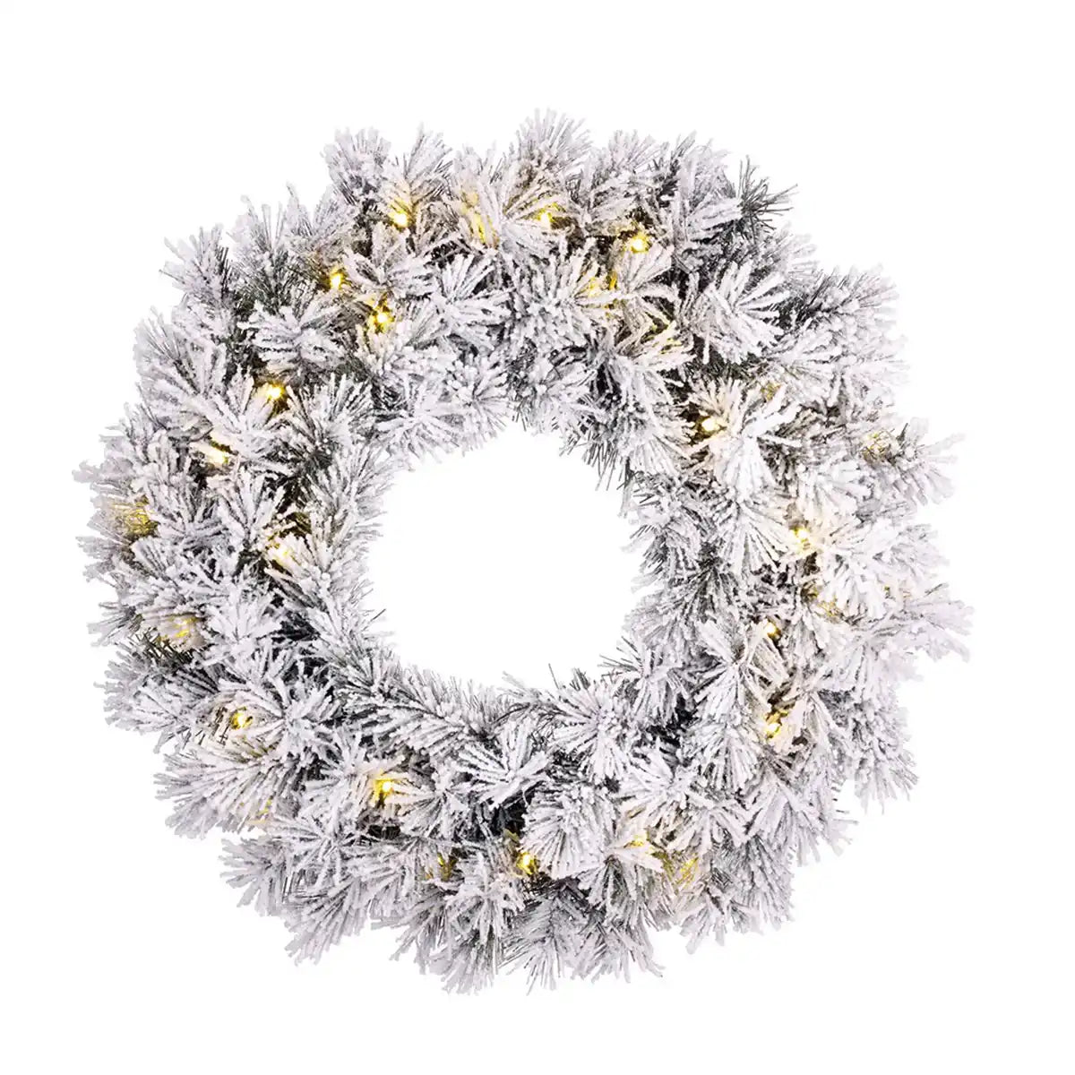 Weihnachtskranz mit LED-Beleuchtung – Ø60 cm – Frosted Green
