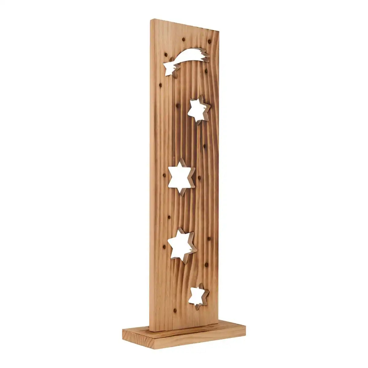 LED-Holz-Dekoleuchte "STERNE", aus naturbelassenem Holz mit festverbauten LEDs, Weihnachtsdekoration für Außen
