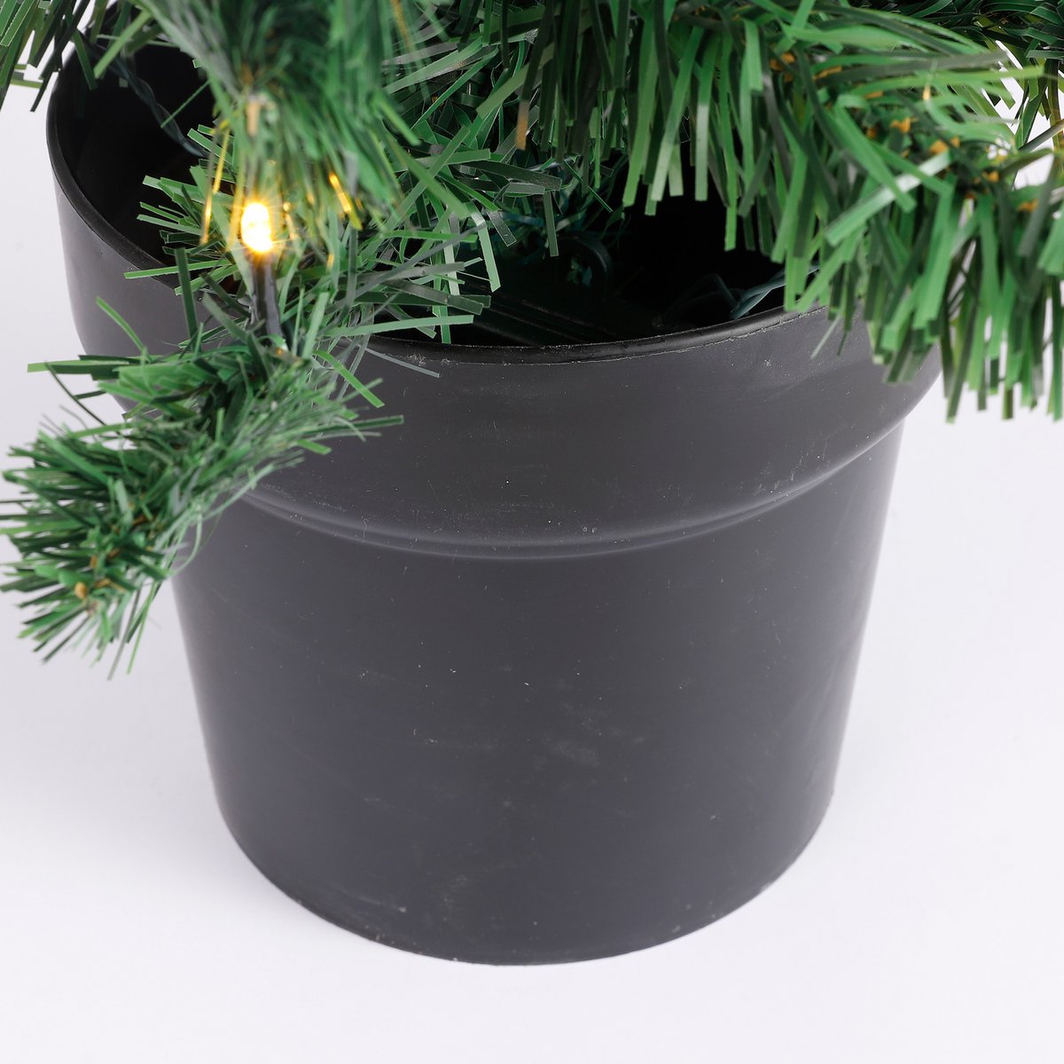 2er Set künstlichen Weihnachtsbäumen und 1 Weihnachtskranz mit LED -Beleuchtung - grün gefrostet