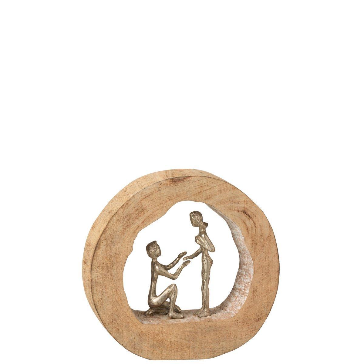 J-Line Figur Paar Heiratsantrag Mangoholz/Aluminium Natur/Weiß