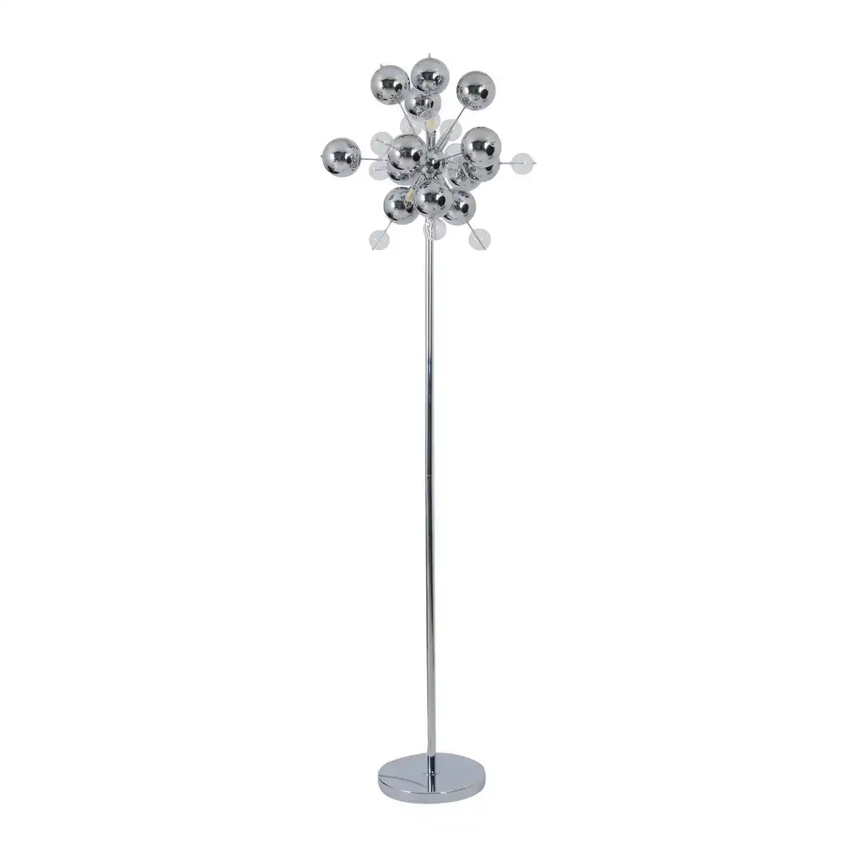 Stehleuchte "EXPLOSION" in chrom, Stehlampe aus Metall und Glas, Chrome, G9, Stehlampe 169 cm hoch