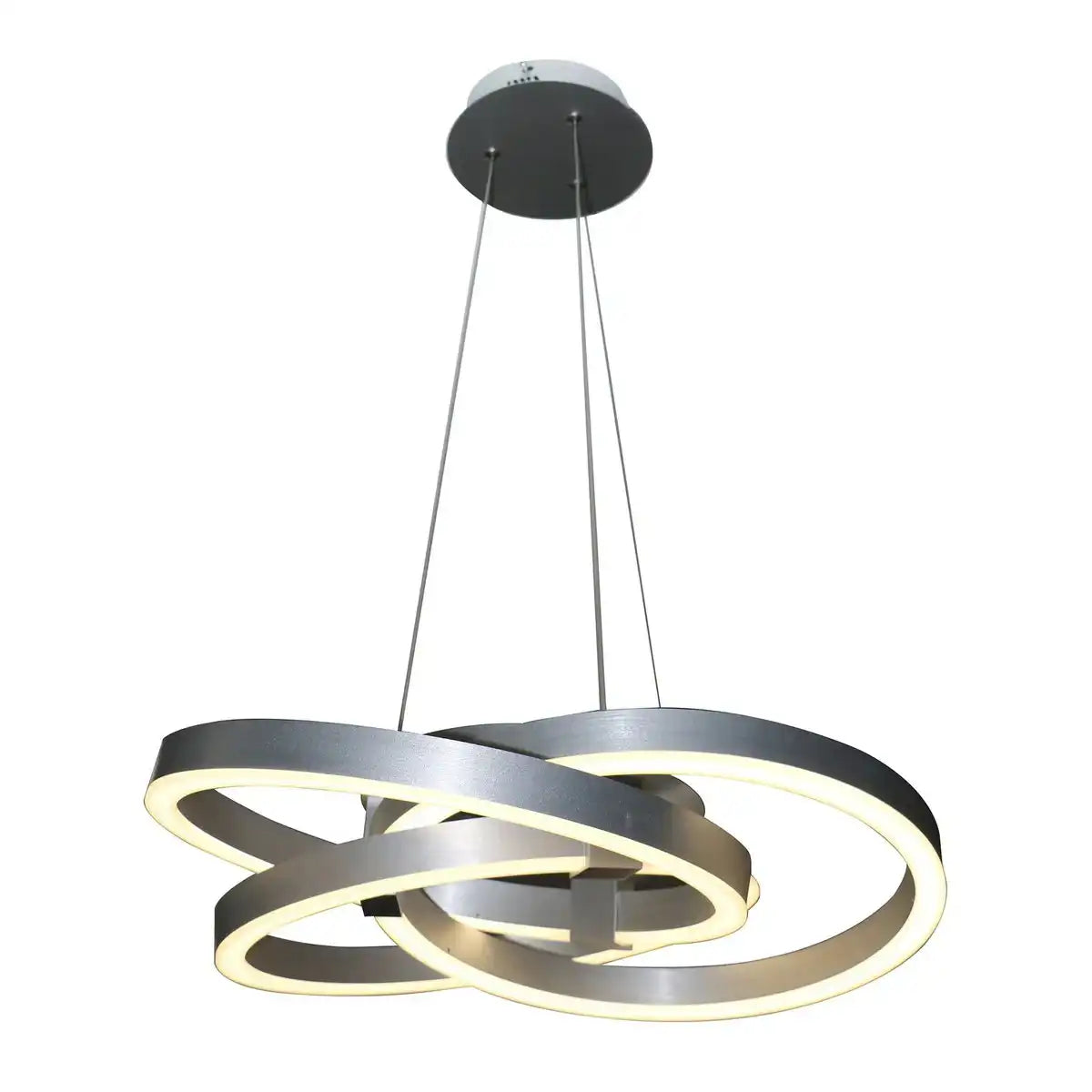 Smart Home LED Pendelleuchte "DIVORA" Ø 58cm, Deckenlampe aus Metall, Aluminium gebürstet und weißem Kunststoff, mit vielen Funktionen, fest verbauten LEDs, Beleuchtung für Wohnzimmer, Esszimmer Büro oder Diele