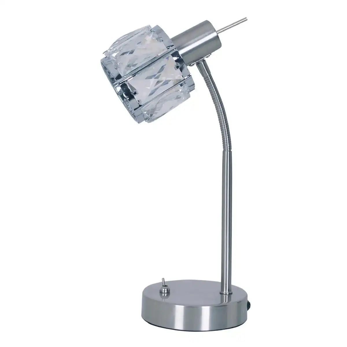 LED Tischleuchte "JOSEFA", Tischlampe aus Metall und Glas in Edelstahloptik, mit E14-Fassung Filament Leuchtmittel inklusive, Leuchte für Wohnzimmer, Esszimmer, Flur oder Diele 34,5 x 17,5 cm